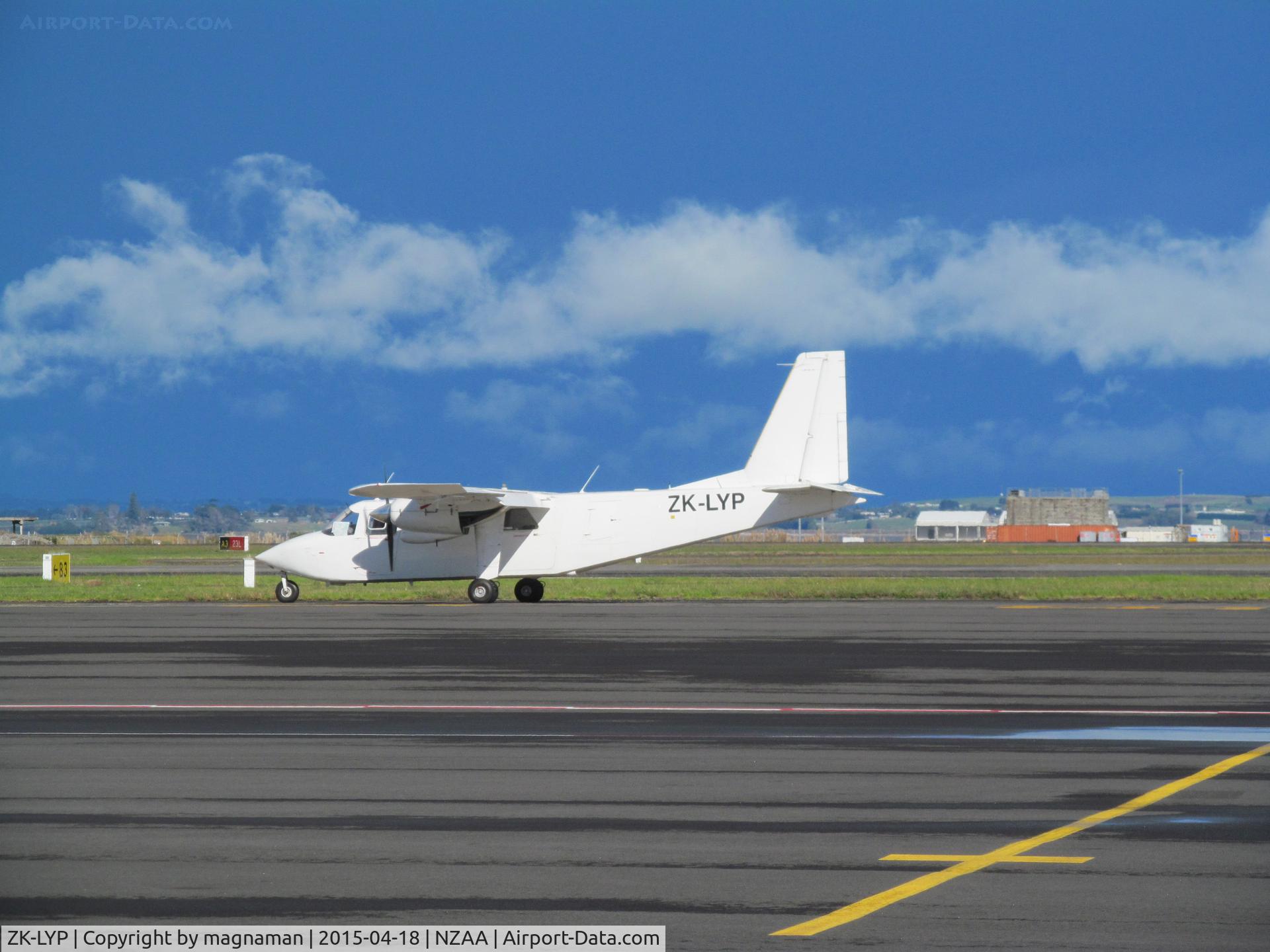 ZK-LYP, 1977 Britten-Norman BN-2A-27 Islander C/N 821, on taxiway for departure