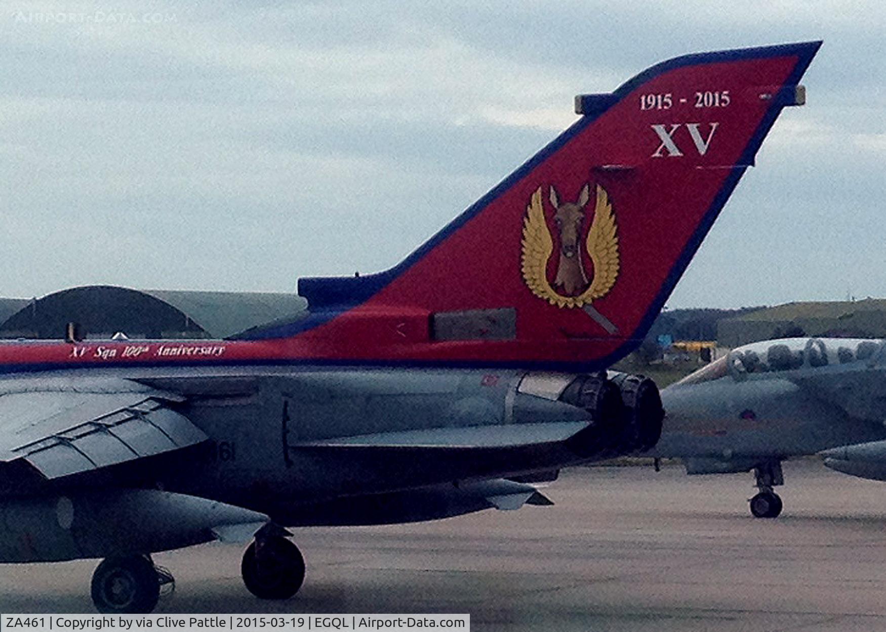 ZA461, 1983 Panavia Tornado GR.4 C/N BS091/269/3127, A grainy shot (will be replaced when a better one becomes available) of the new special markings of the 100th Anniversary of 15(R) Sqn on ZA461 for 2015