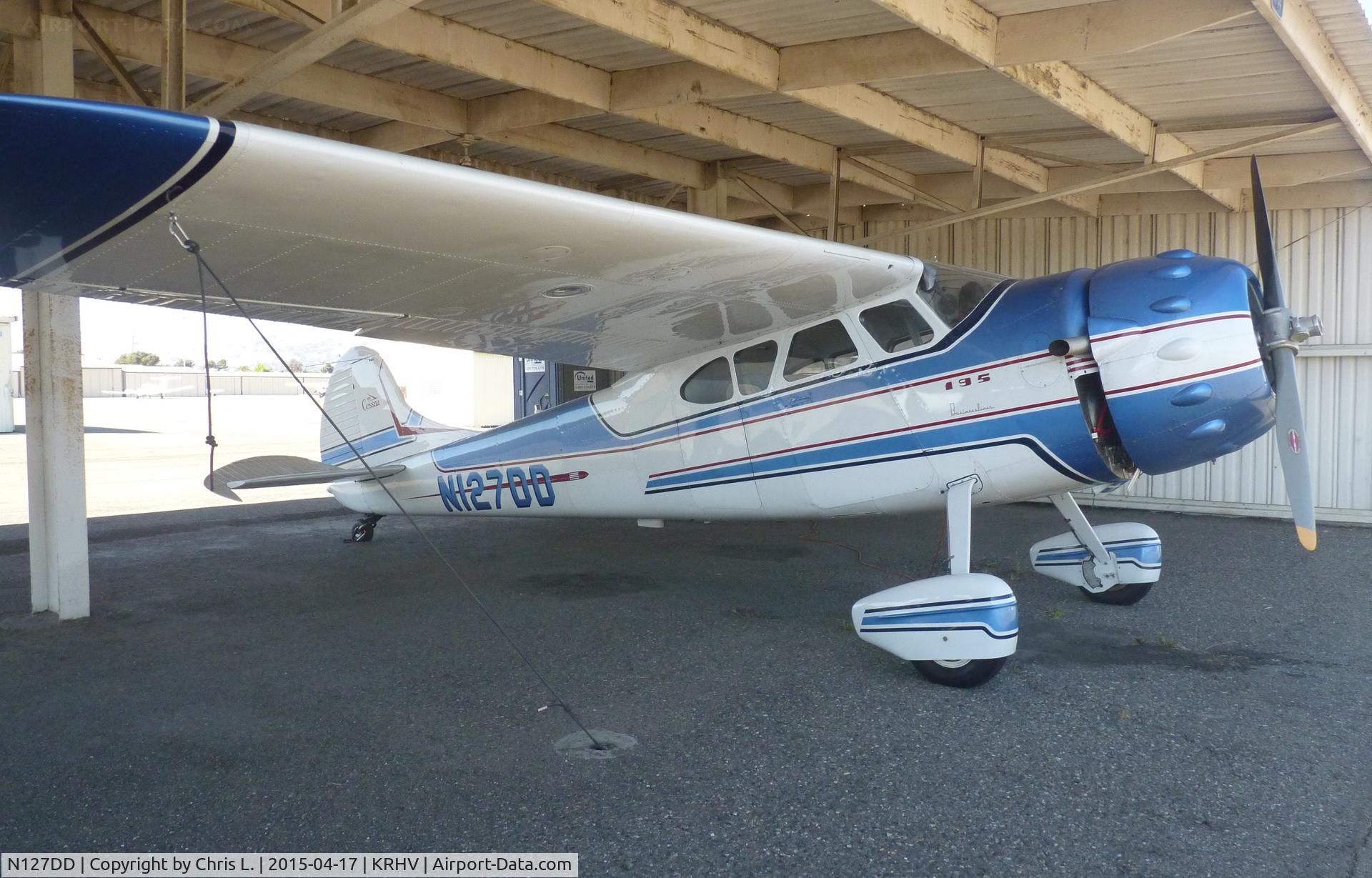 N127DD, 1947 Cessna 195 C/N 7040, A beautiful and local 1947 Cessna 195 Businessliner sitting under the shelters at Reid Hillview. This airplane deserves a hangar for sure.