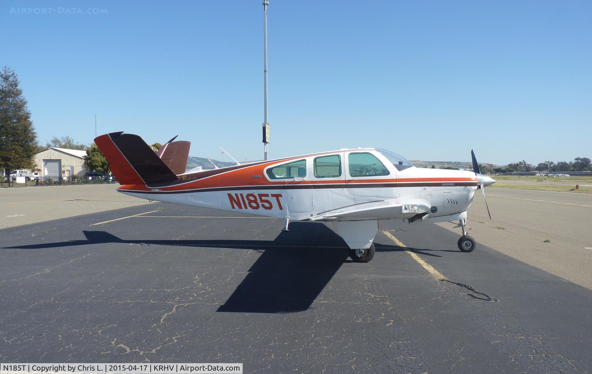 N185T, 1974 Beech V35B Bonanza C/N D-9672, A transient 1974 Beechcraft Baron V35 at Reid Hillview.