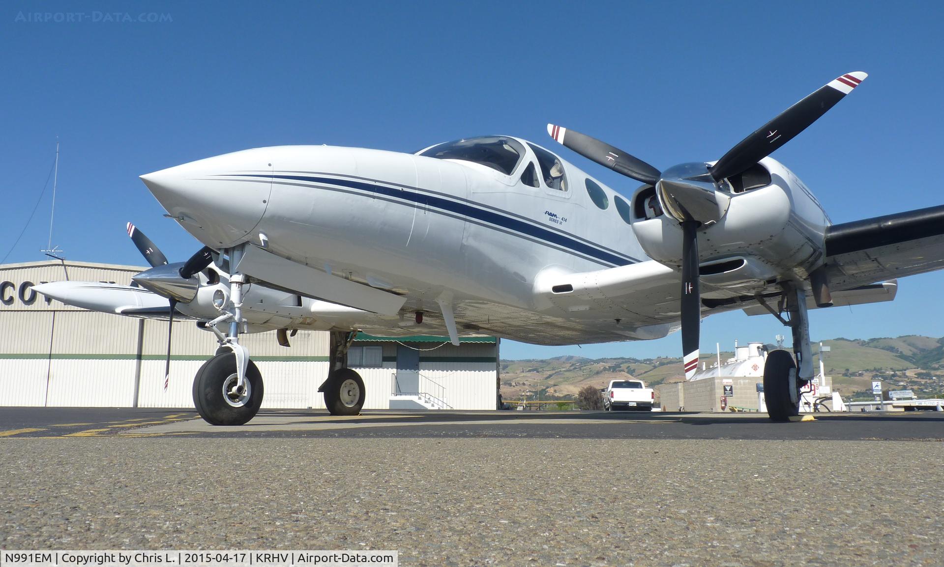 N991EM, Cessna 414 Chancellor C/N 414-0948, A transient Cessna 414 sitting at Nice Air.