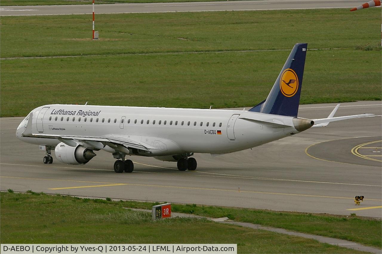 D-AEBO, 2012 Embraer 195LR (ERJ-190-200LR) C/N 19000542, Embraer ERJ-190-200LR 195LR, Lining up prior take-off Rwy 31R, Marseille-Provence Airport (LFML-MRS)