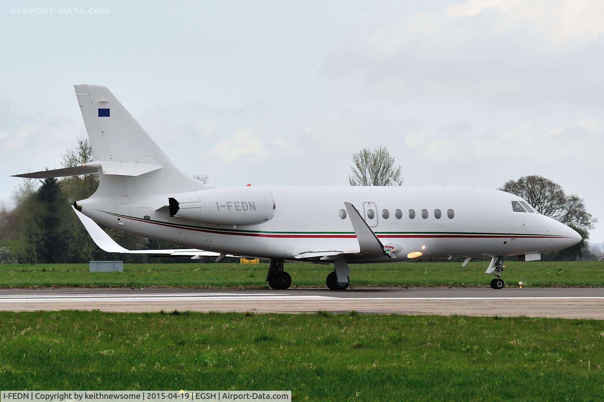 I-FEDN, 2009 Dassault Falcon 2000LX C/N 204, About to leave Norwich.