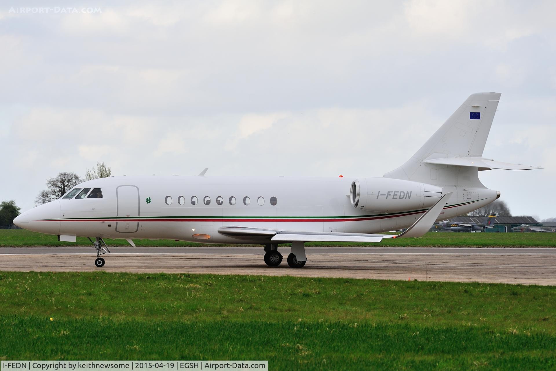 I-FEDN, 2009 Dassault Falcon 2000LX C/N 204, About to leave Norwich.
