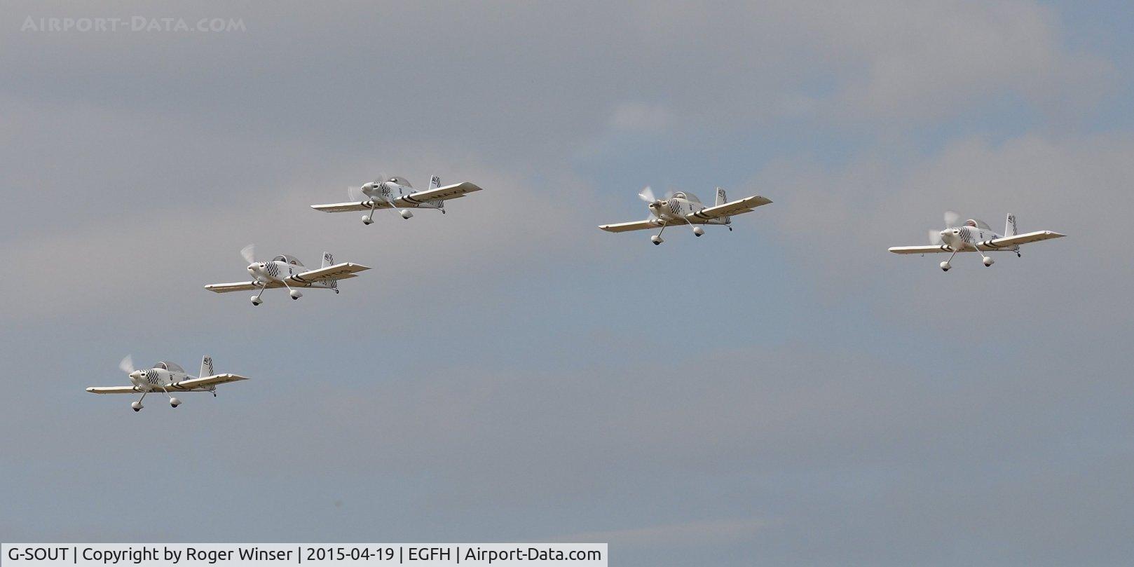 G-SOUT, 2006 Vans RV-8 C/N PFA 303-13295, Raven 5 of Team Raven seen returning from formation change practice (on the far right of the photo).
