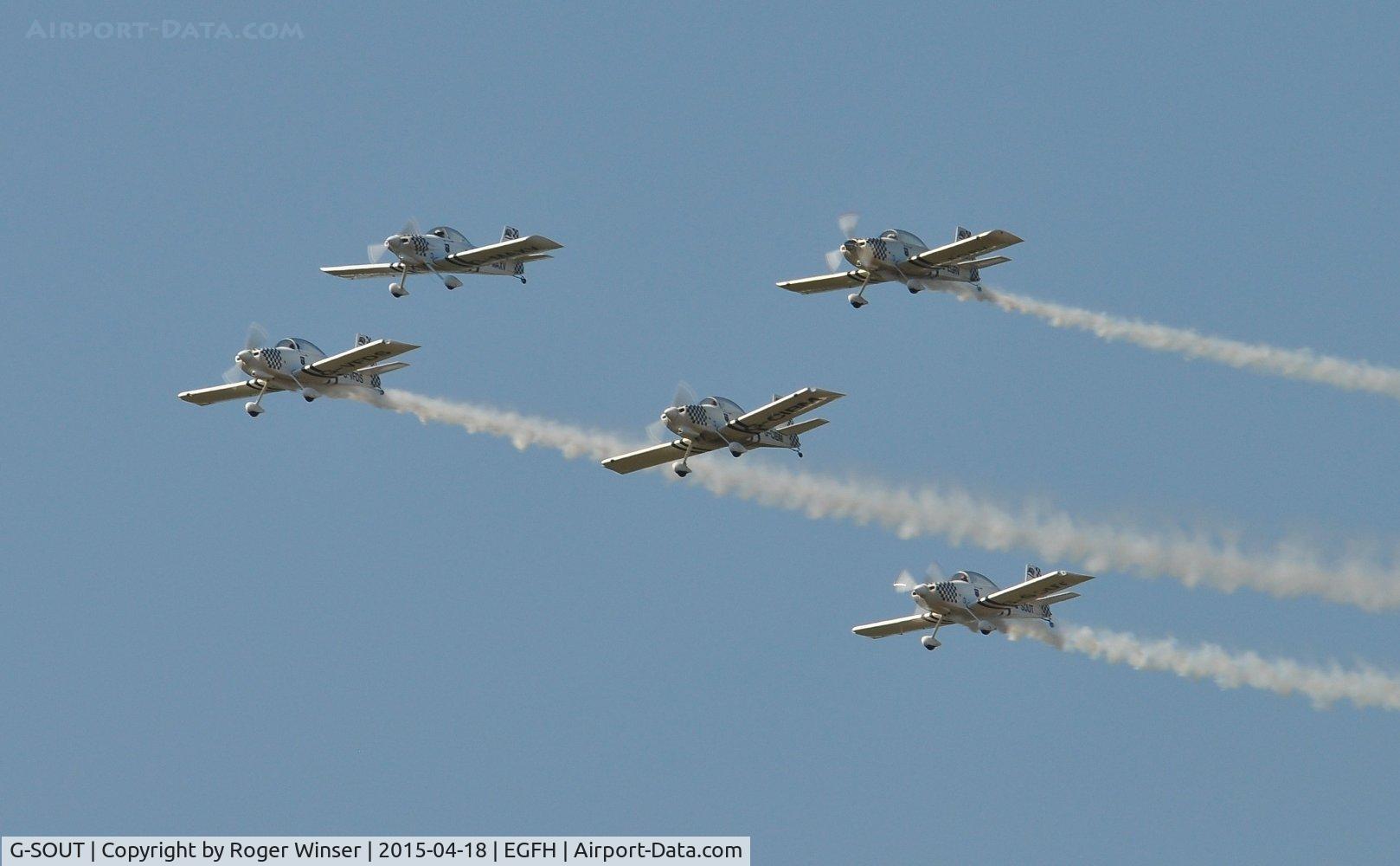 G-SOUT, 2006 Vans RV-8 C/N PFA 303-13295, G-SOUT (Raven 5) in the tail slot of the stinger manoeuvre.