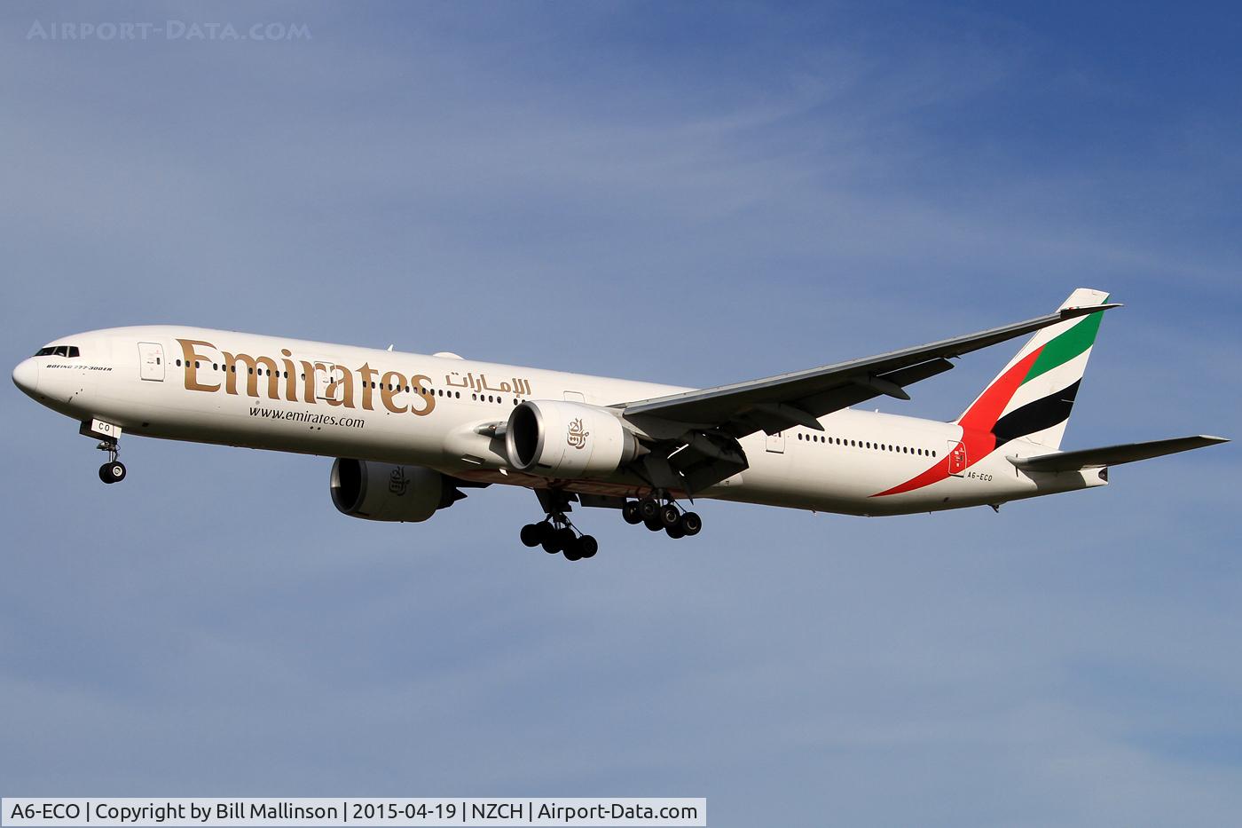 A6-ECO, 2009 Boeing 777-36N/ER C/N 37706, finals to 02 as EK418.  DXB-BKK-SYD-CHC