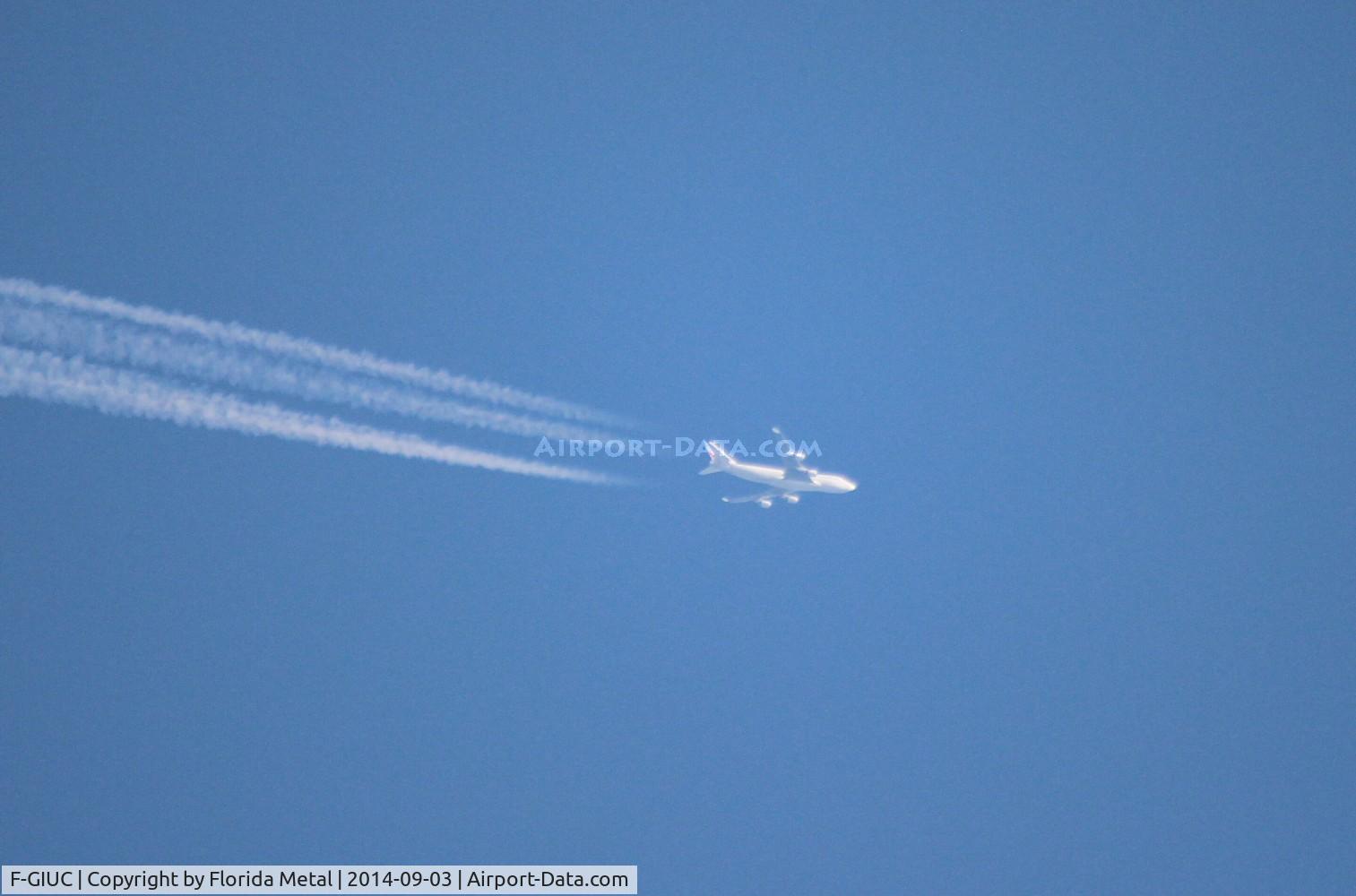 F-GIUC, 2002 Boeing 747-428F/ER/SCD C/N 32867, Air France Cargo 747-400F over St. Petersburg FL flying CDG-MEX at 38,000 ft