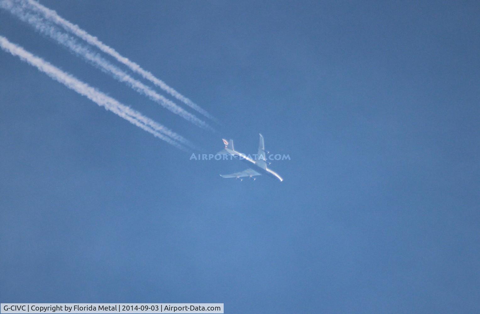 G-CIVC, 1994 Boeing 747-436 C/N 25812, British 747-400 overflying St. Pete Beach at 37,000 ft LHR-MEX info from Flightradar24