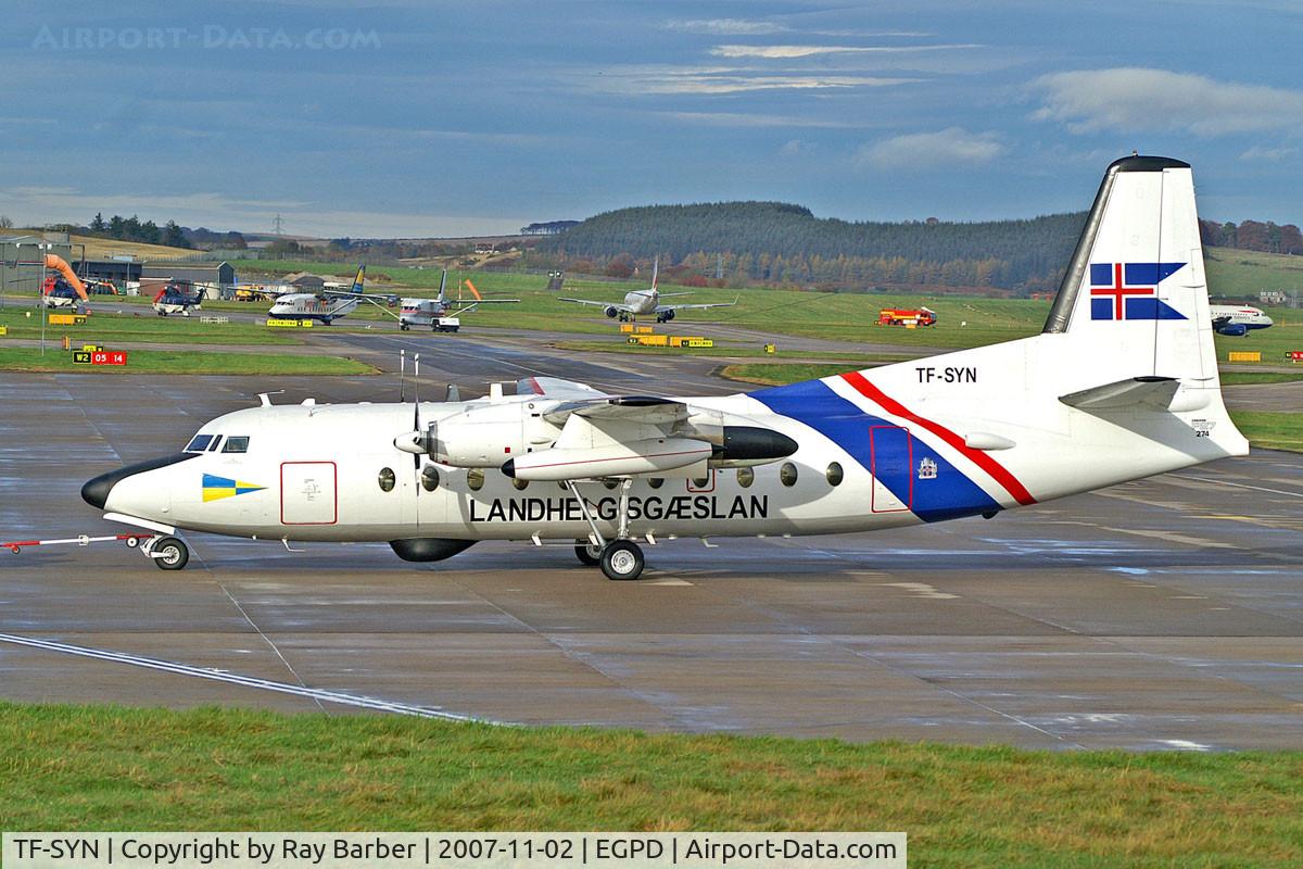 TF-SYN, 1976 Fokker F-27-200 Friendship C/N 10545, Fokker F-27-200 Friendship [10545] (Icelandic Coast Guard) Aberdeen-Dyce~G 02/11/2007