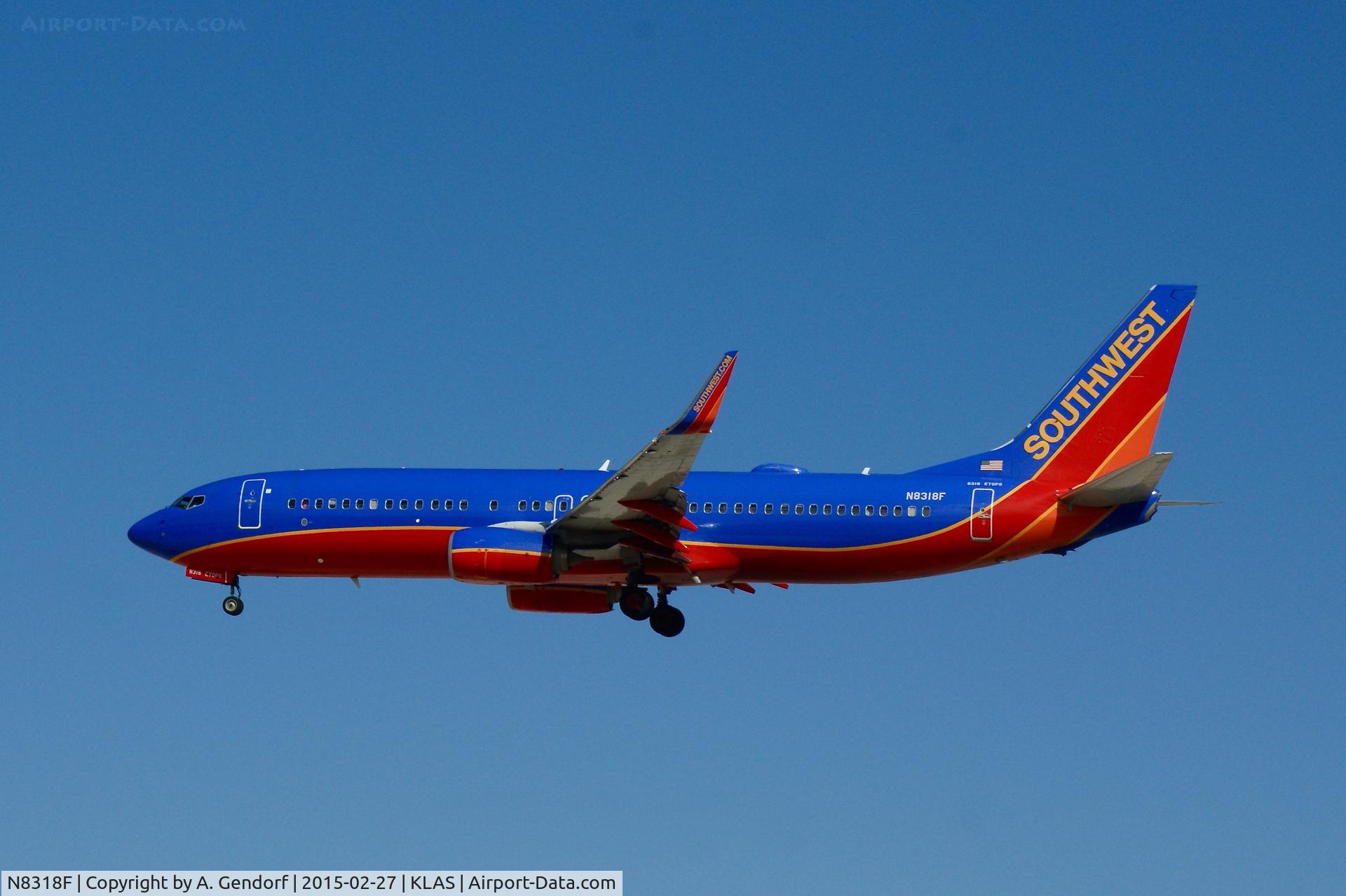 N8318F, 2012 Boeing 737-8H4 C/N 36685, Southwest Airlines, is here on short finals at Las Vegas Int'l(KLAS)