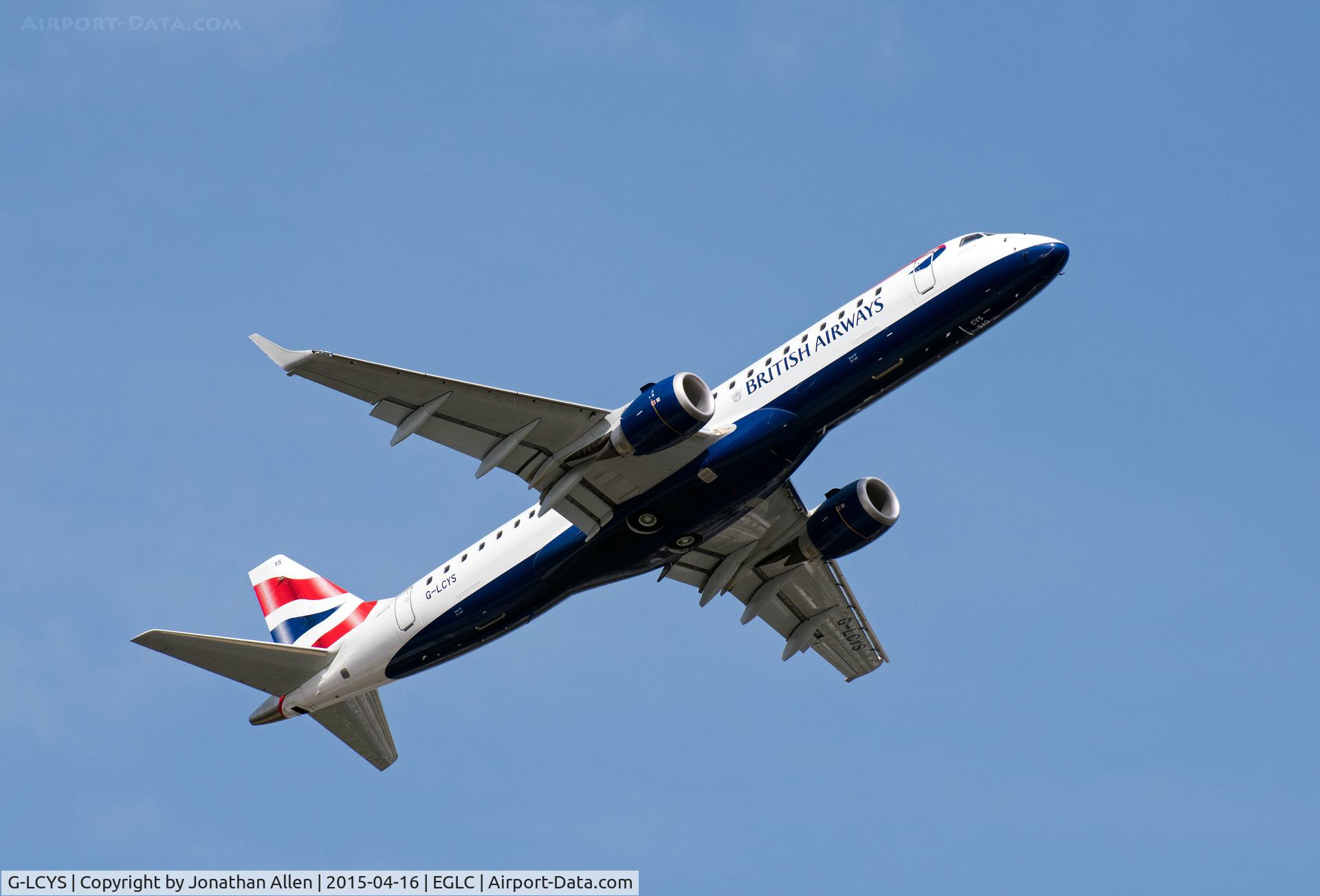 G-LCYS, 2014 Embraer 190SR (ERJ-190-100SR) C/N 19000663, Departing from London City Airport.