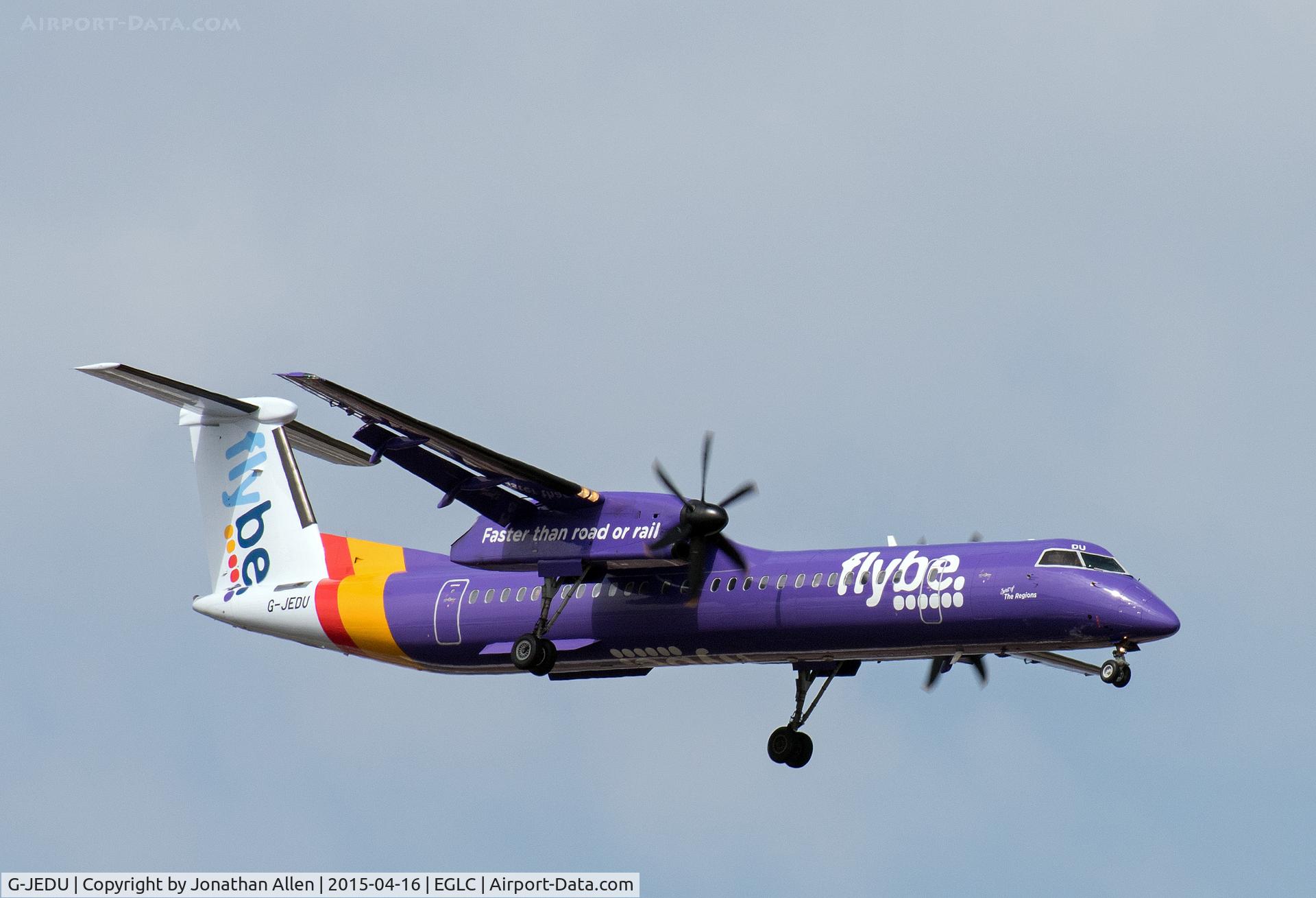 G-JEDU, 2004 De Havilland Canada DHC-8-402Q Dash 8 C/N 4089, On approach to London City Airport.