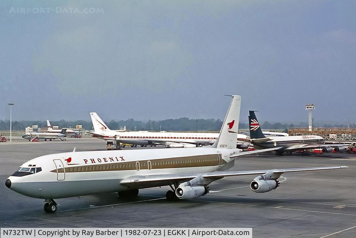 N732TW, 1959 Boeing 707-131 C/N 17659, Boeing 707-2H4 [17659] (Phoenix) Gatwick~G 23/07/1972. From a slide.