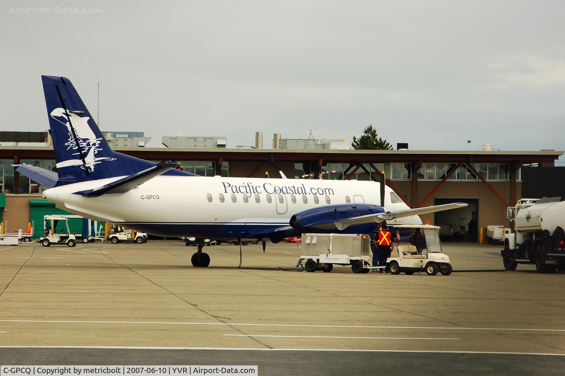 C-GPCQ, 1986 Saab SF340A C/N 340A-043, At YVR South Terminal
