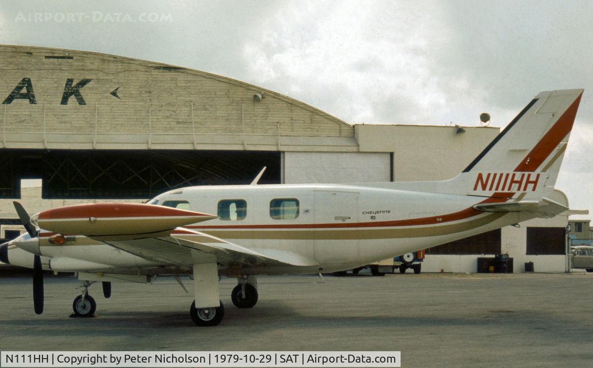 N111HH, 1976 Piper PA-31T Cheyenne C/N 31T-7620051, This PA-31T Cheyenne was seen at San Antonio in October 1979.