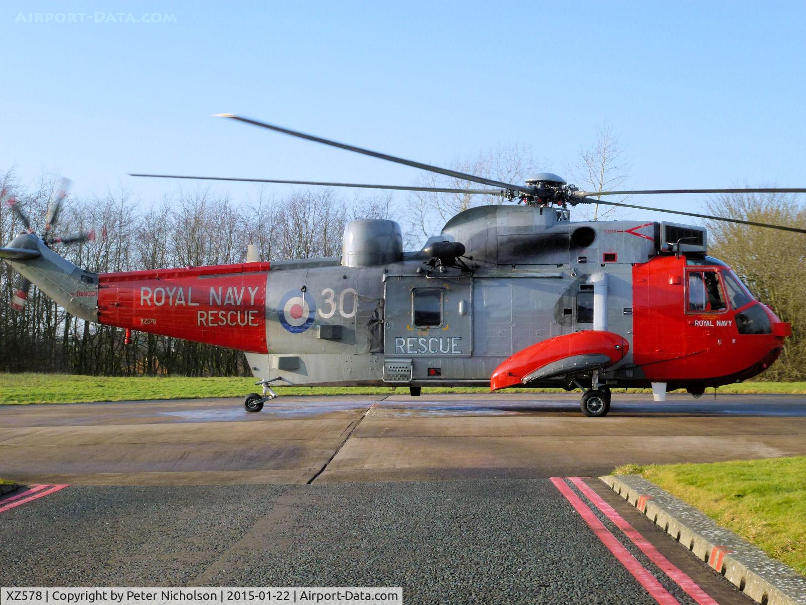 XZ578, 1976 Westland Sea King HU.5SAR C/N WA846, This Sea King HU.5SAR of 771 Squadron based at Prestwick visited the Cumberland Infirmary in January 2015.