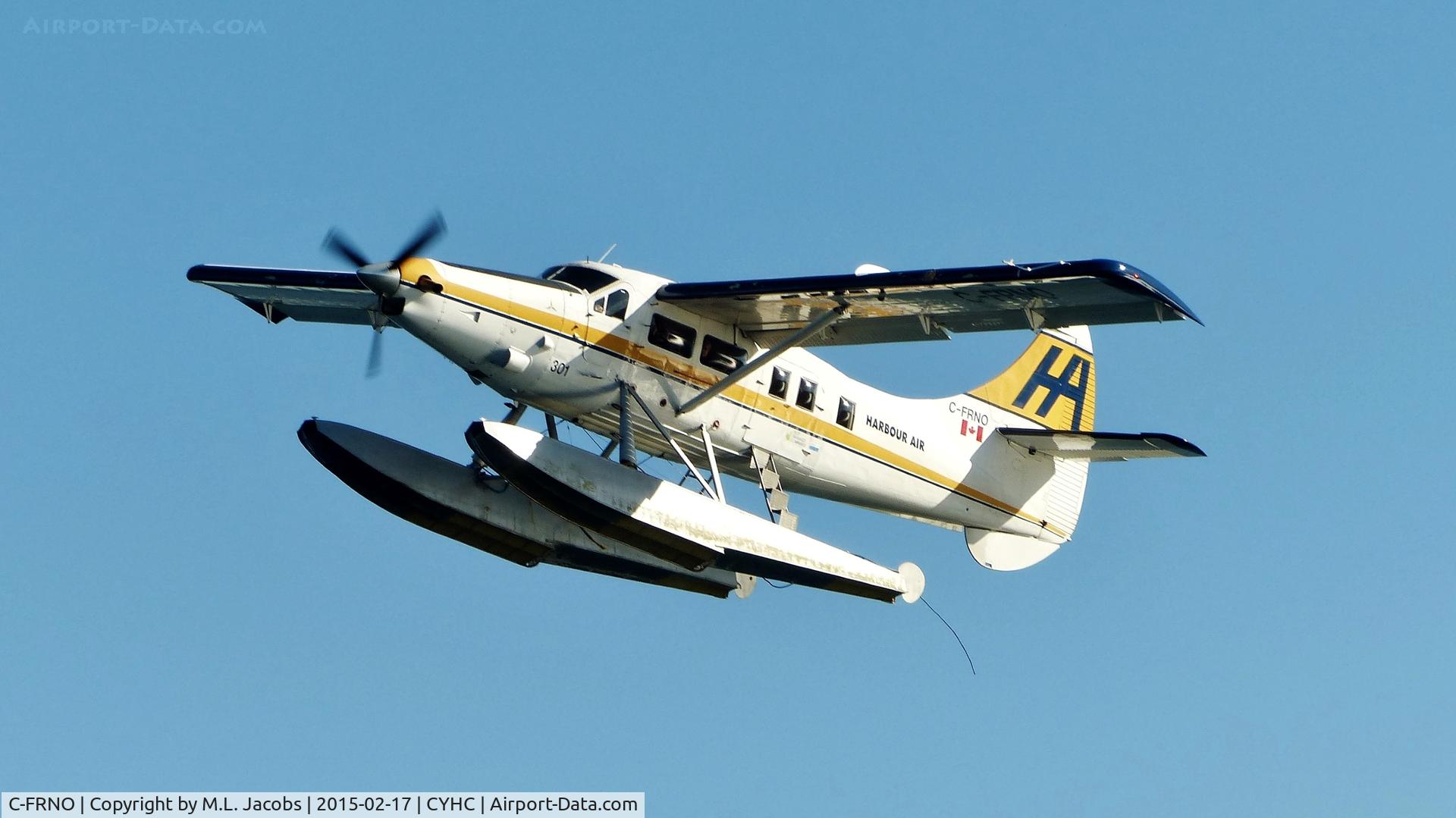 C-FRNO, 1953 De Havilland Canada DHC-3 Turbo Otter C/N 21, Harbour Air #301 departed Coal Harbour.
