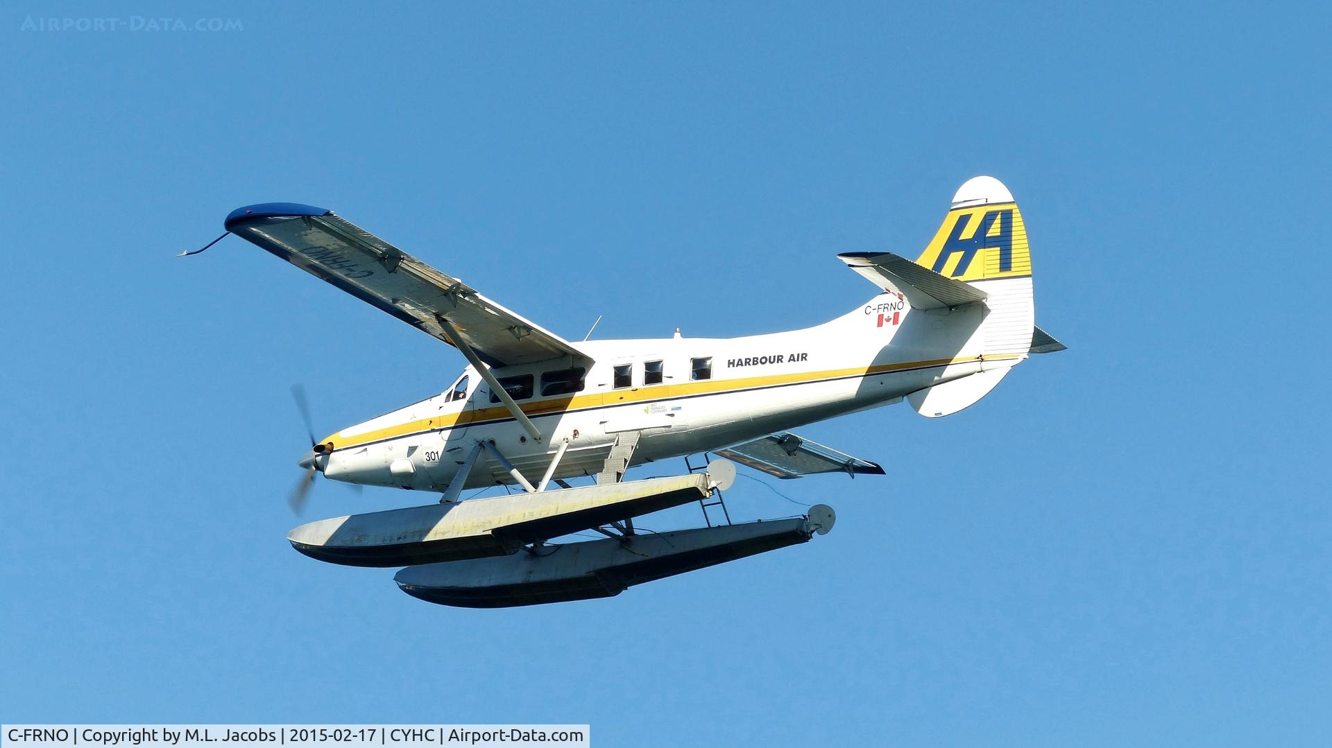 C-FRNO, 1953 De Havilland Canada DHC-3 Turbo Otter C/N 21, Harbour Air #301 departed Coal Harbour.