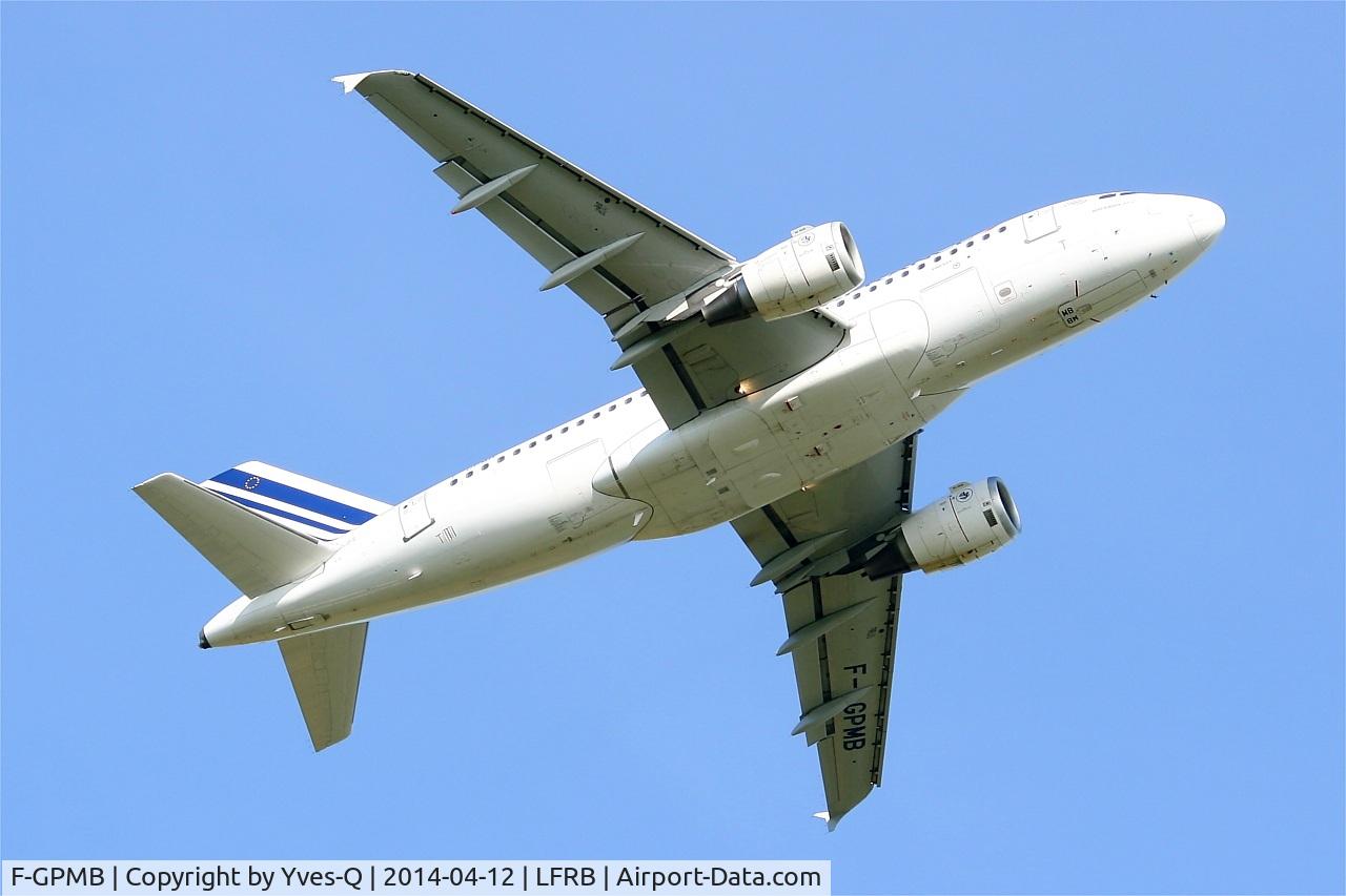 F-GPMB, 1996 Airbus A319-113 C/N 600, Airbus A319-113, Take off rwy 07R, Brest-Bretagne airport (LFRB-BES)