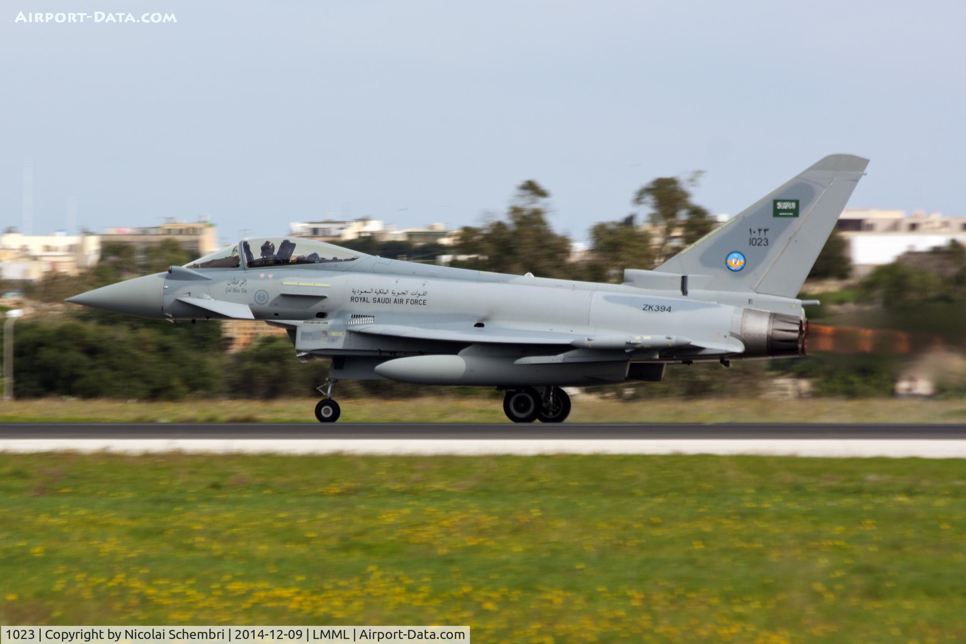1023, 2014 Eurofighter Typhoon FGR.4 C/N CS029, Departing runway 31 at Luqa