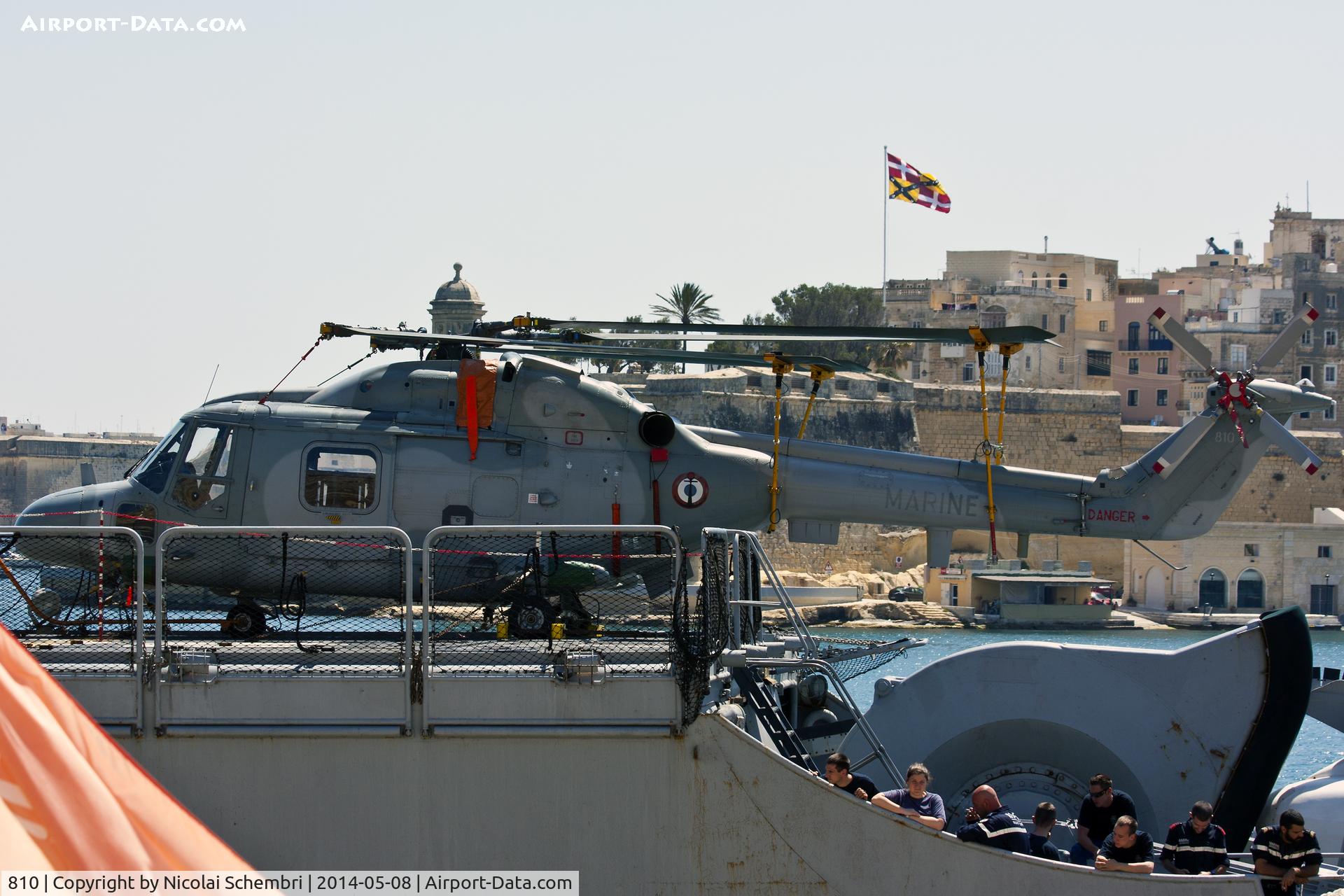 810, Westland Lynx HAS.4(FN) C/N 283, French Navy Lynx on deck at the Grand Harbour