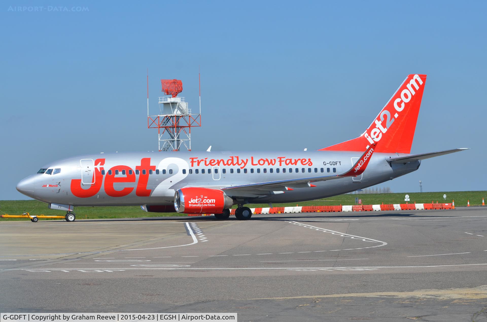 G-GDFT, 1998 Boeing 737-36Q C/N 29141, Under tow at Norwich.