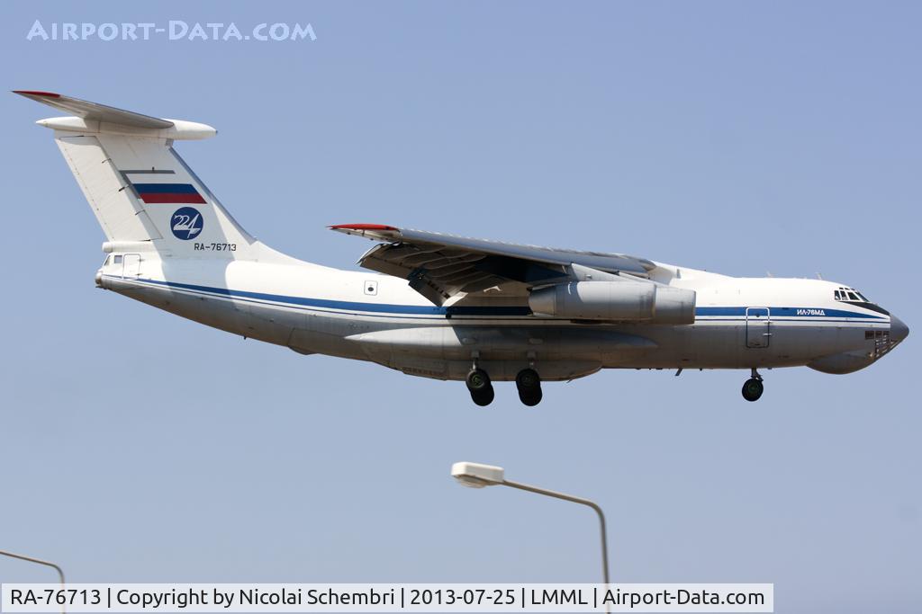 RA-76713, 1986 Ilyushin Il-76MD C/N 63474193, Landing runway 31 at Luqa
