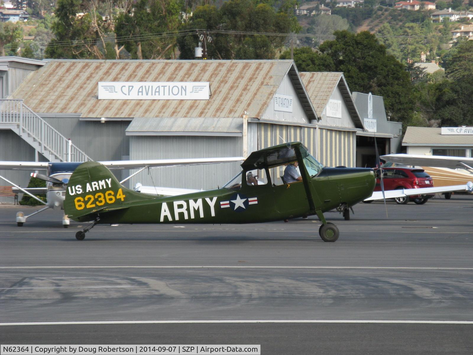 N62364, 1953 Cessna 305A C/N 23484, 1953 Cessna 305A as US ARMY L-19A BIRD DOG, Continental E-225 225 Hp, CS prop, taxi to Rwy 22