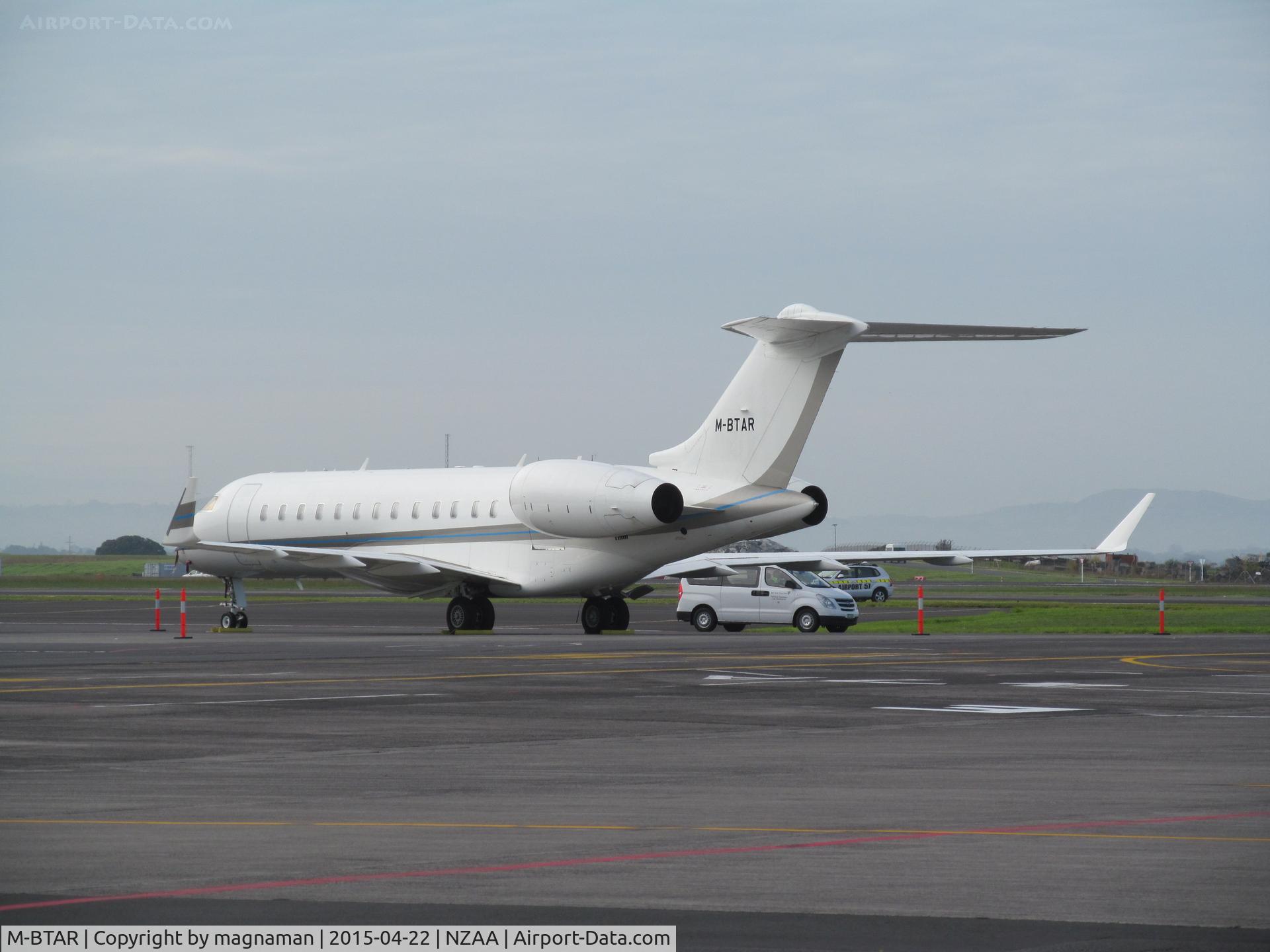 M-BTAR, 2007 Bombardier BD-700-1A10 Global Express C/N 9250, view from domestic car park across apron