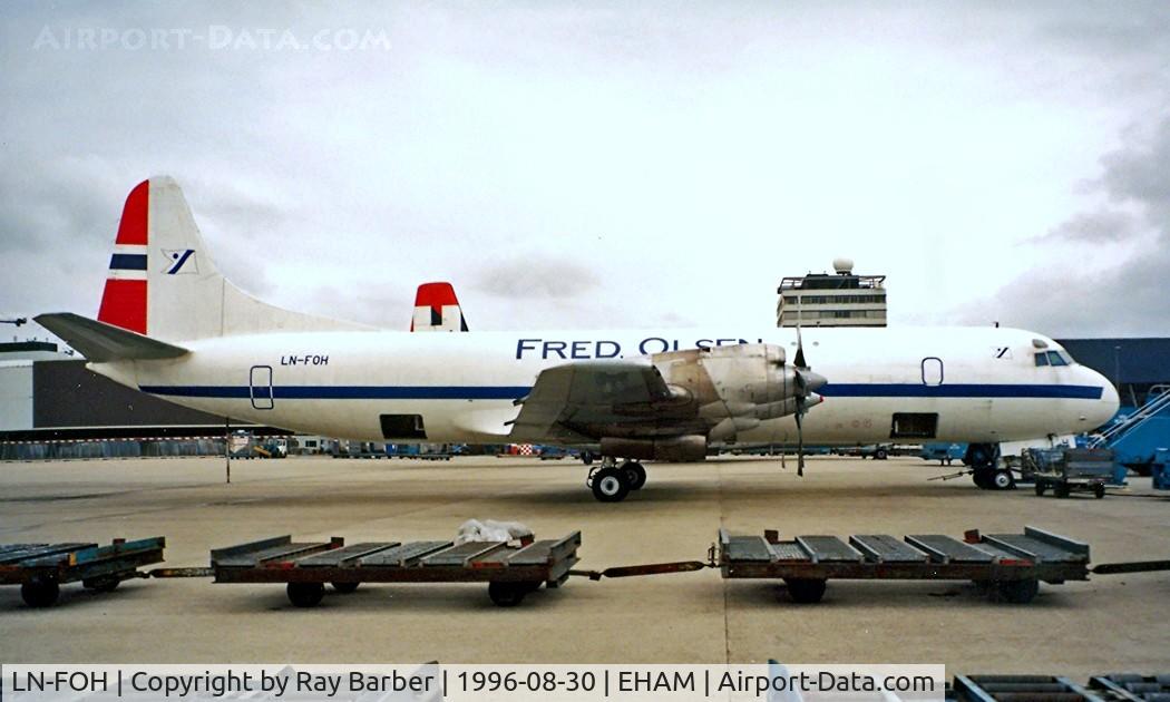LN-FOH, 1960 Lockheed L-188A(F) Electra C/N 1145, Lockheed L-188AF Electra [1145] (Fred Olsen Airtransport) Amsterdam-Schiphol~PH 30/08/1996