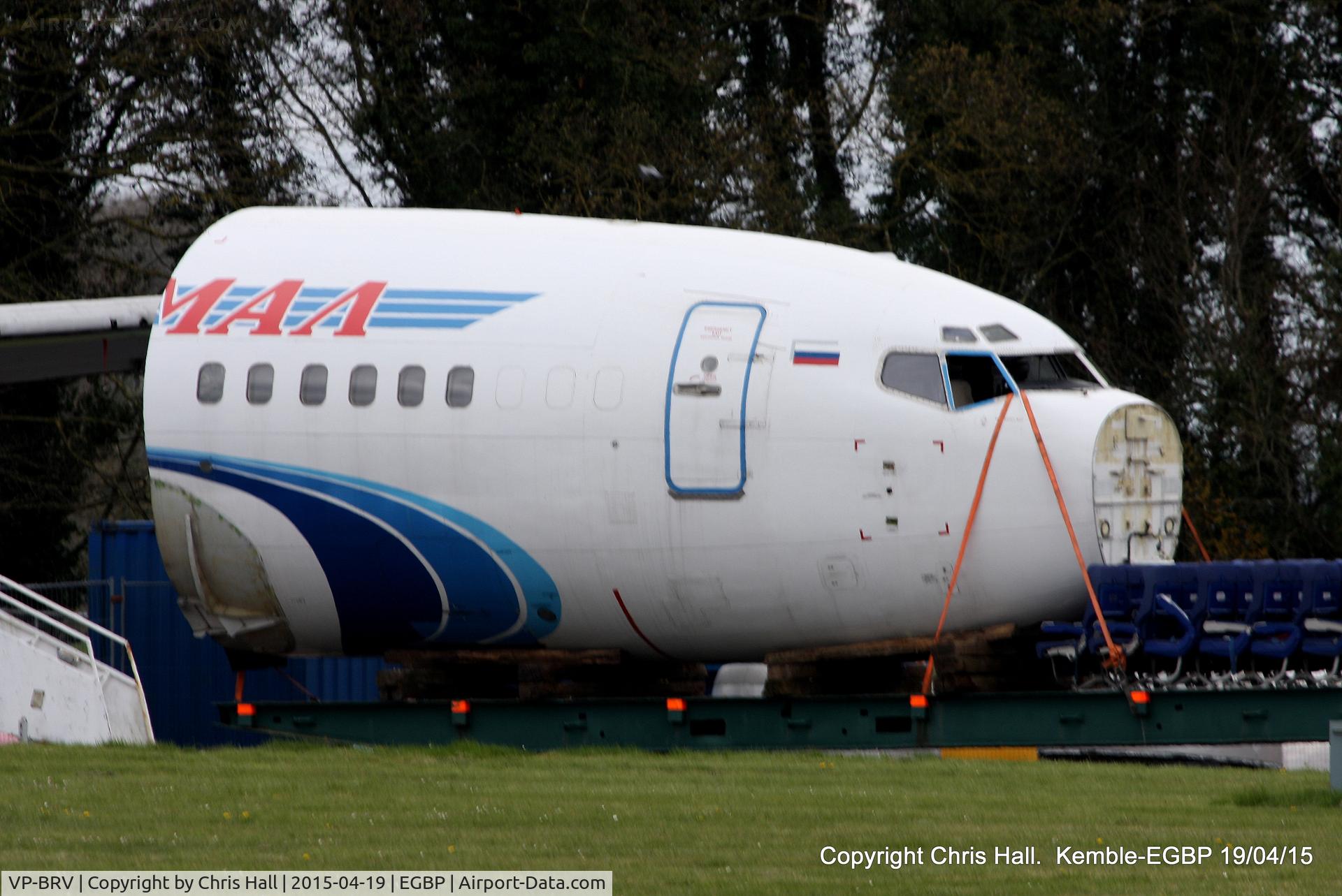 VP-BRV, 1991 Boeing 737-528 C/N 25227, ex Yamal Airlines, in the scrapping area at Kemble