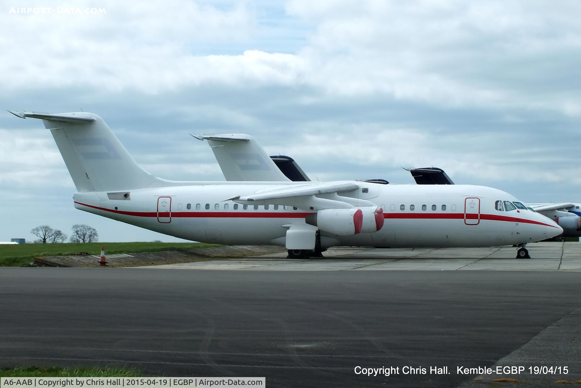 A6-AAB, 2002 British Aerospace Avro 146-RJ100 C/N E3387, ex Abu Dhabi Amiri Flight in storage at Kemble