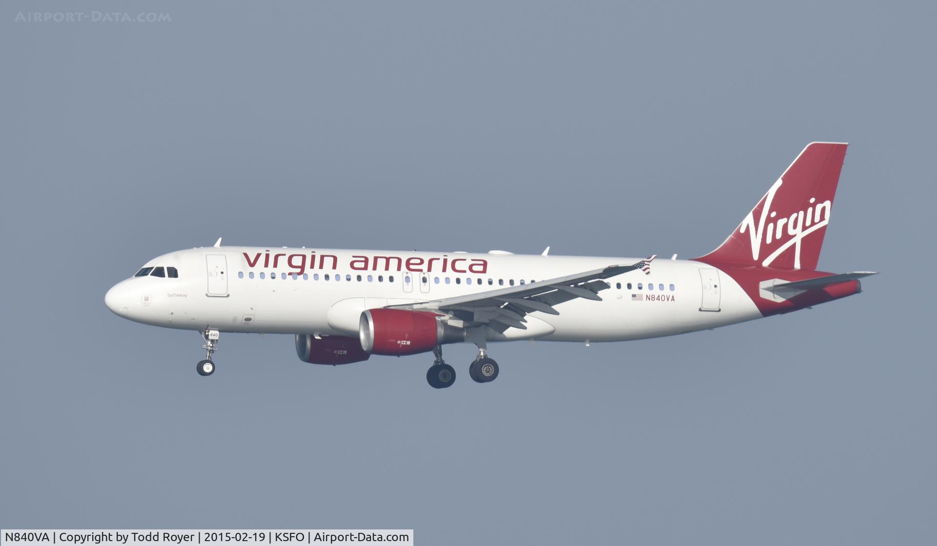 N840VA, 2011 Airbus A320-214 C/N 4616, Landing at SFO