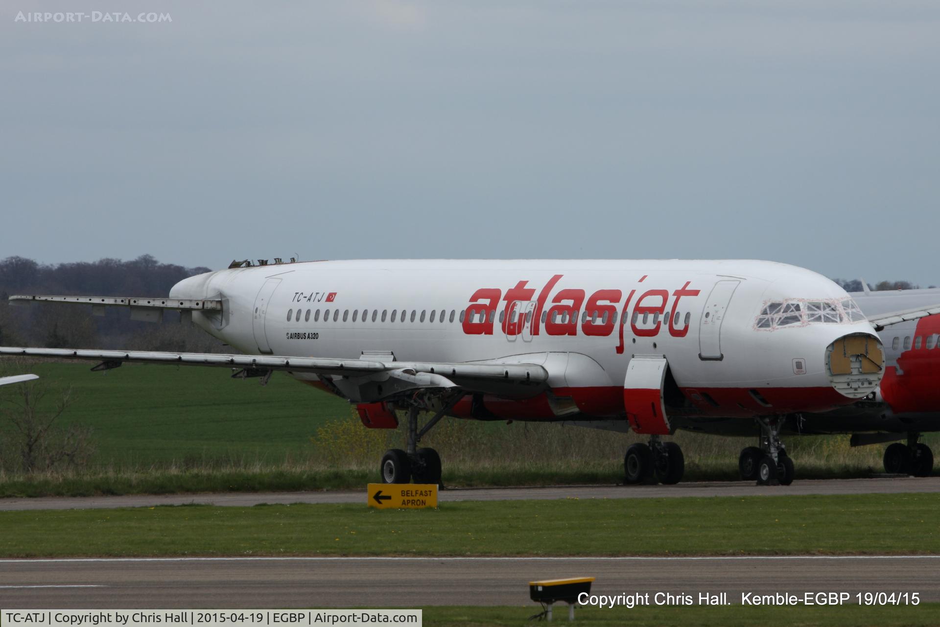 TC-ATJ, 2002 Airbus A320-233 C/N 1730, ex Atlasjet, in the scrapping area at Kemble