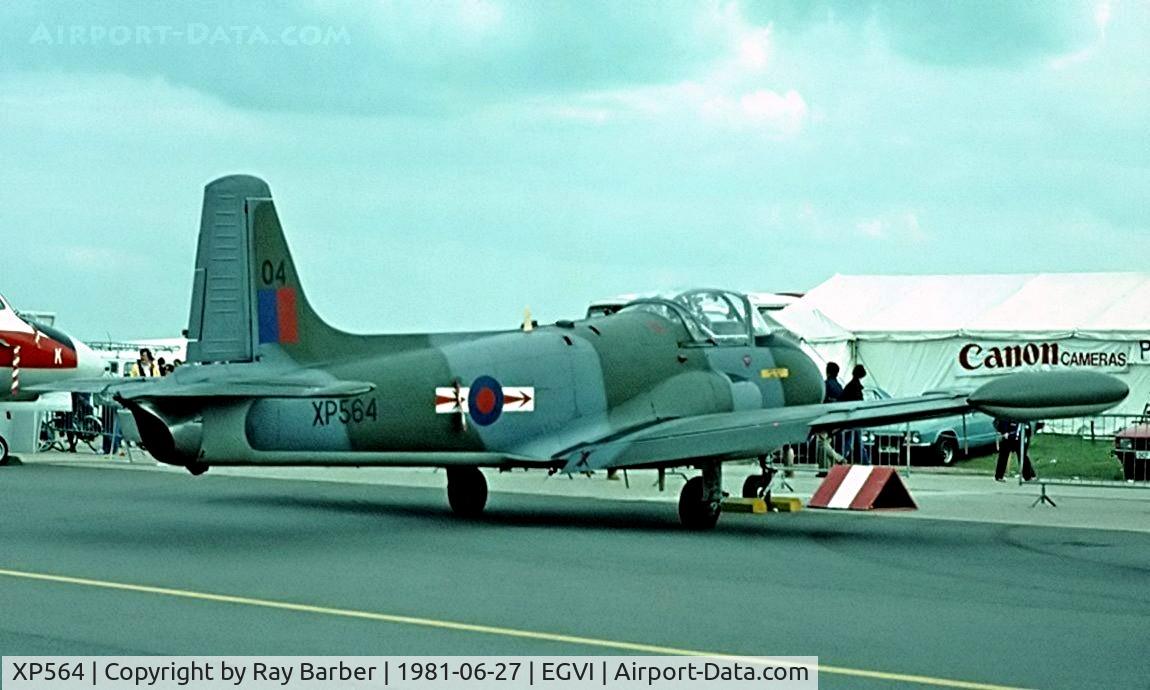 XP564, 1962 BAC 84 Jet Provost T.4 C/N PAC/W/15523, BAC Jet Provost T.4 [PAC/W/15523] (Royal Air Force) RAF Greenham Common~G 27/06/1981. From a slide.