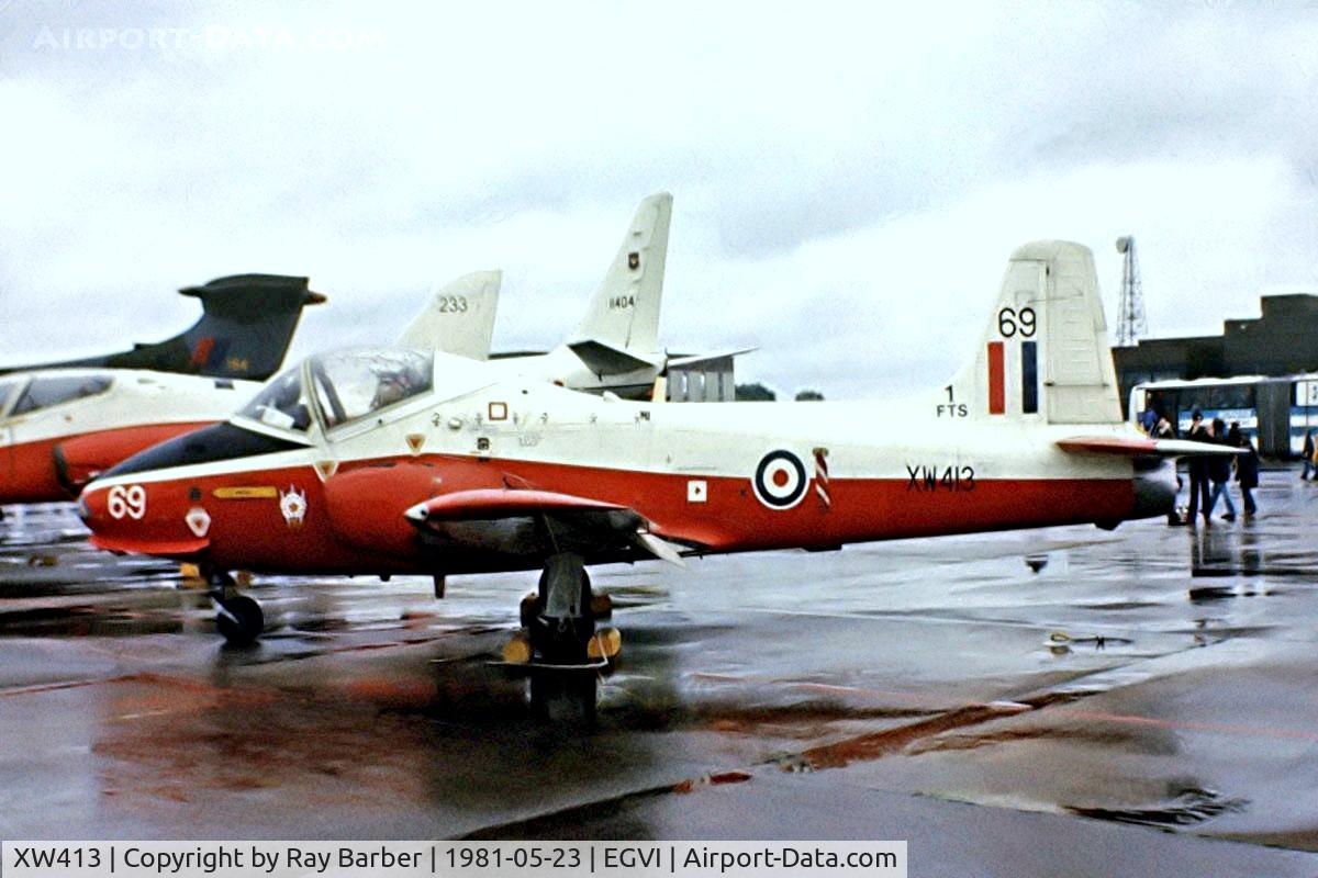 XW413, 1971 BAC 84 Jet Provost T.5A C/N EEP/JP/1035, BAC Jet Provost T.5A [EEP/JP/1035] (Royal Air Force) RAF Mildenhall~G 23/05/1981. From a slide.