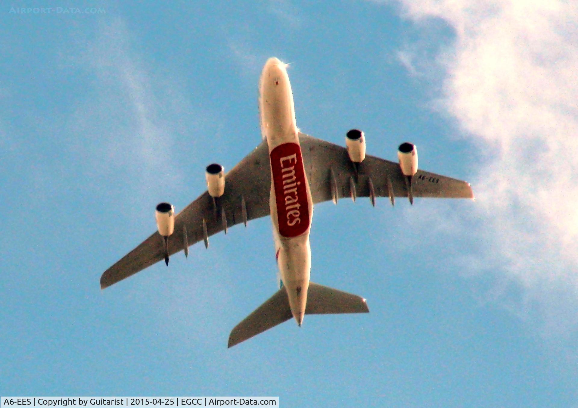 A6-EES, 2013 Airbus A380-861 C/N 140, Departing Manchester