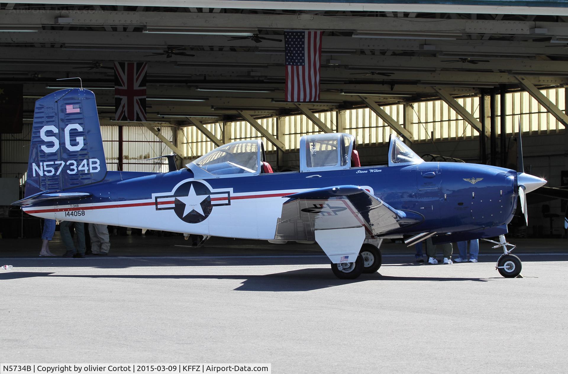 N5734B, 1956 Beech D-45 Mentor C/N BG-365, Falcon field open door day