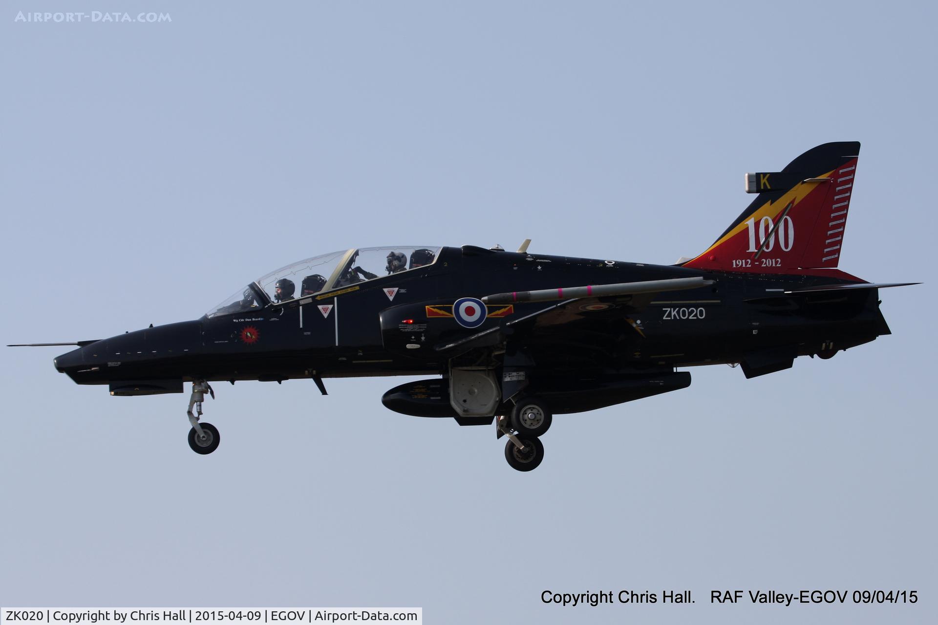 ZK020, 2009 British Aerospace Hawk T2 C/N RT011/1249, RAF IV Sqn with 100 Years Special Tail scheme