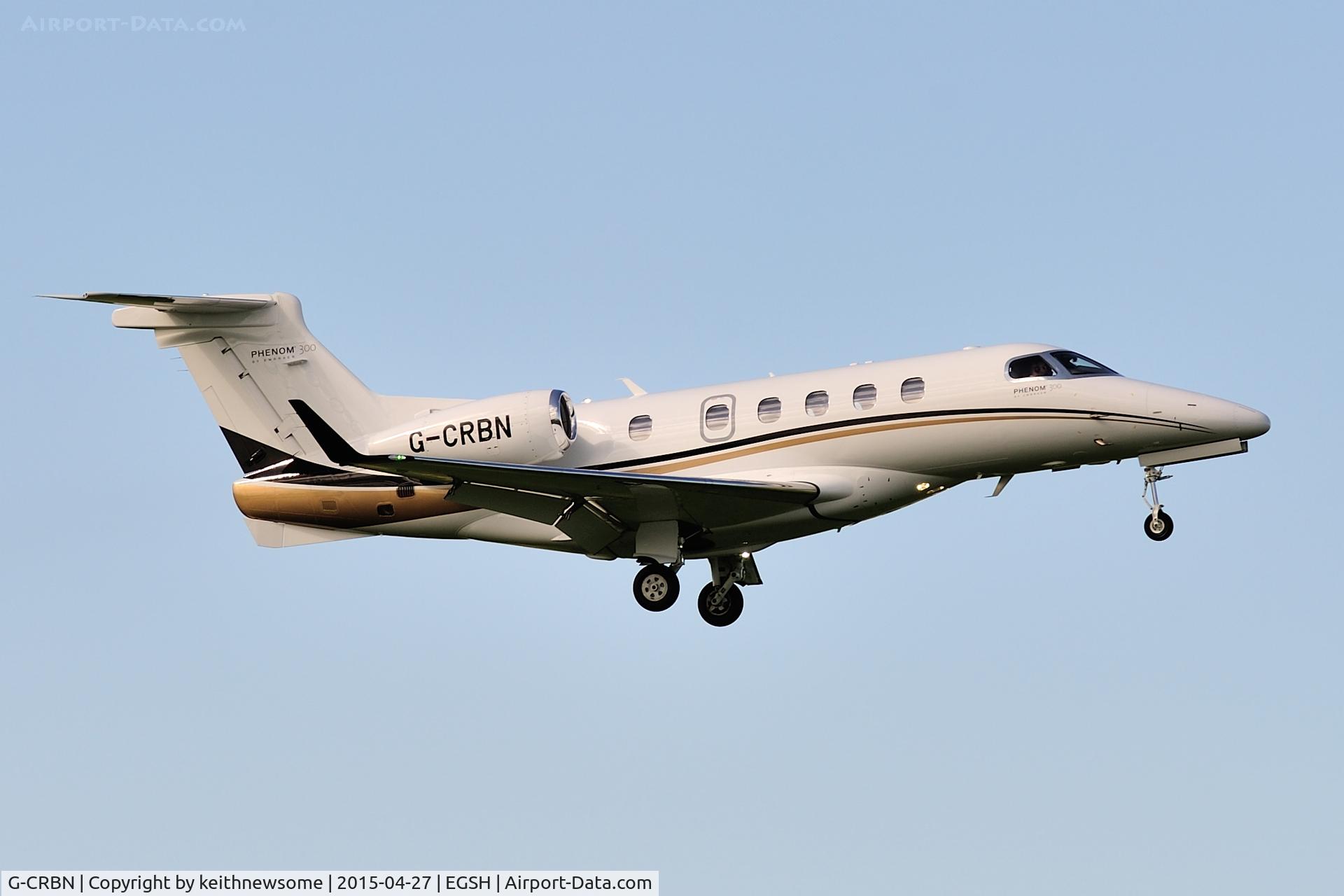 G-CRBN, 2014 Embraer EMB-505 Phenom 300 C/N 50500262, Arriving onto runway 09.