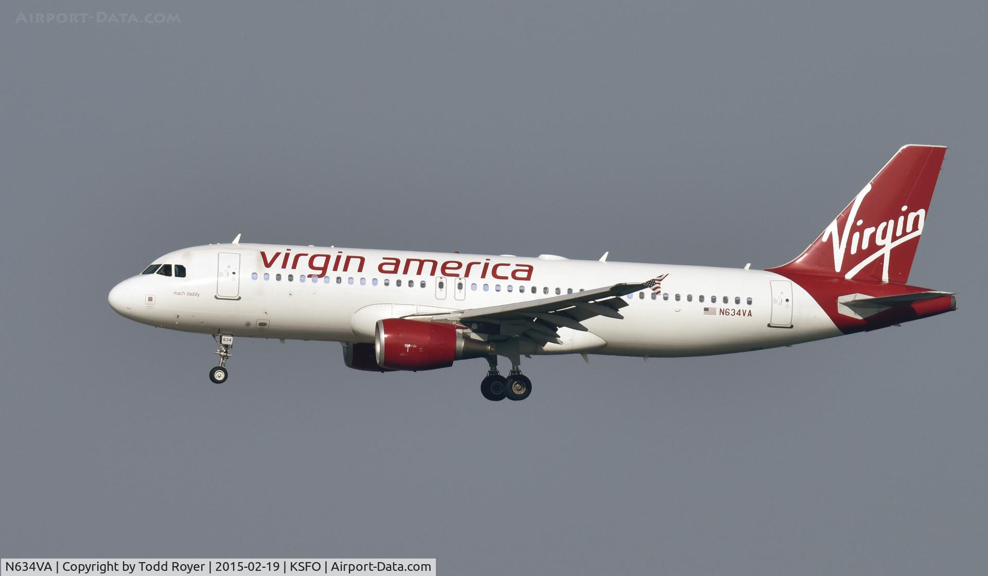 N634VA, 2008 Airbus A320-214 C/N 3359, Landing at SFO