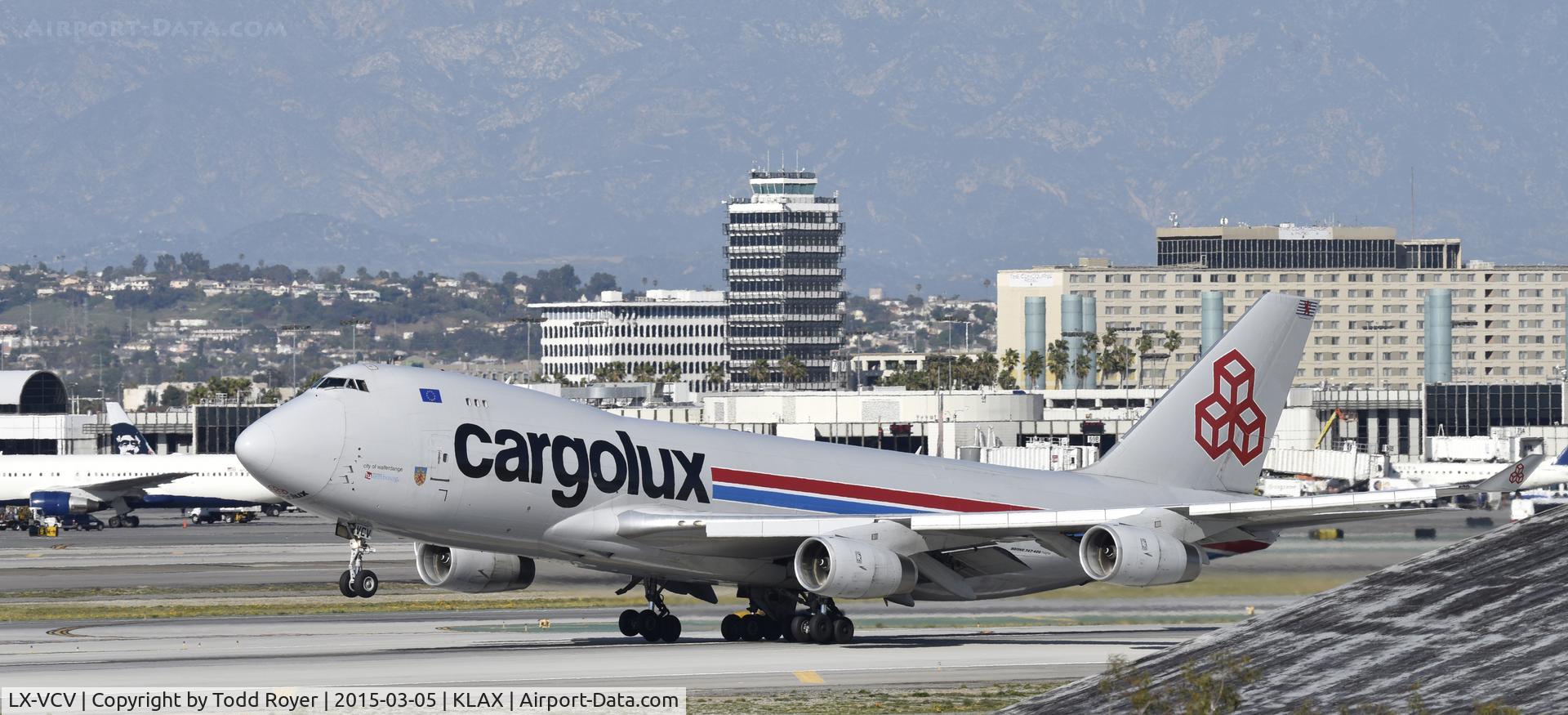 LX-VCV, 2005 Boeing 747-4R7F/SCD C/N 34235, Departing LAX on 25L