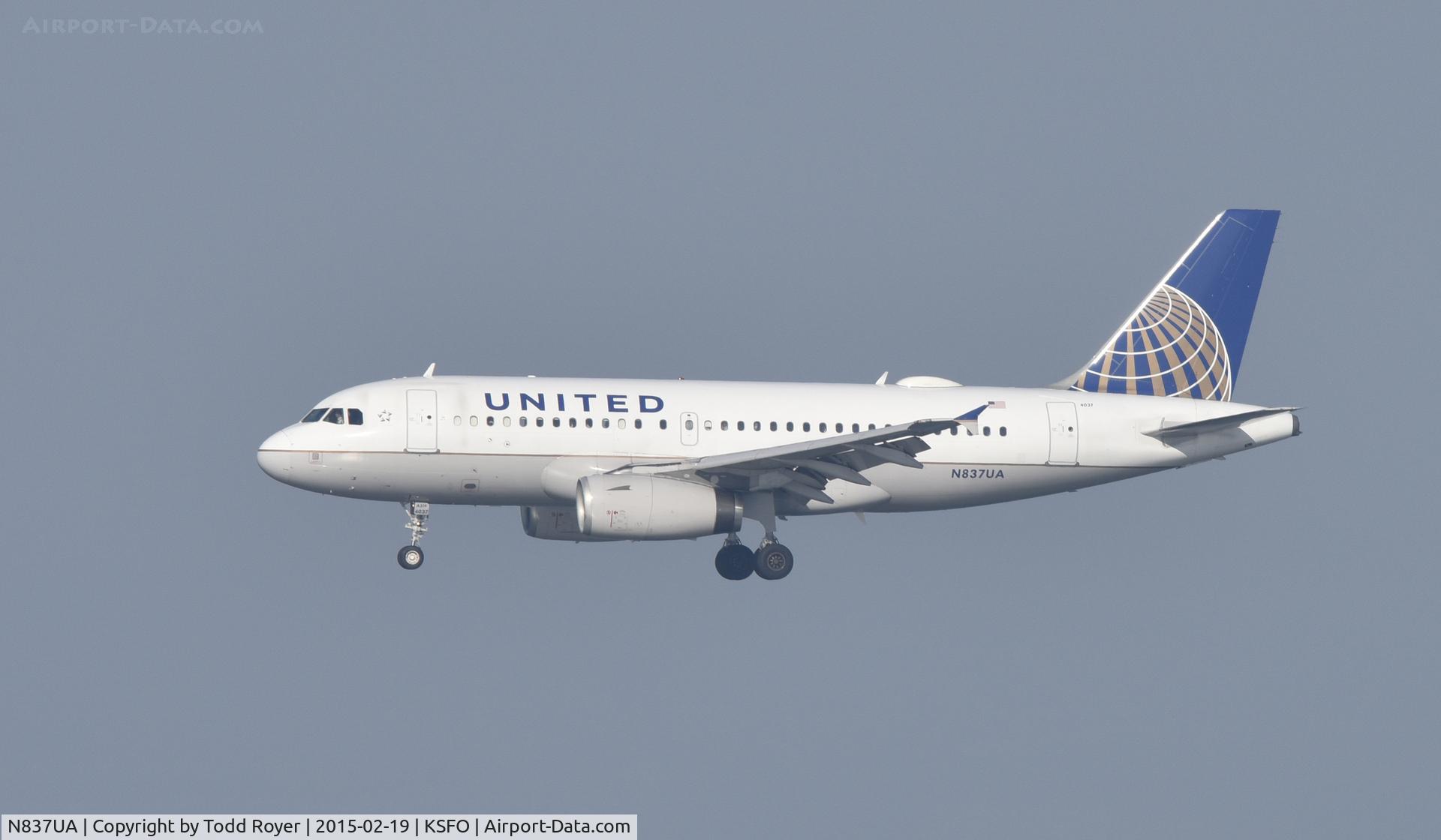 N837UA, 2001 Airbus A319-131 C/N 1474, Landing at SFO
