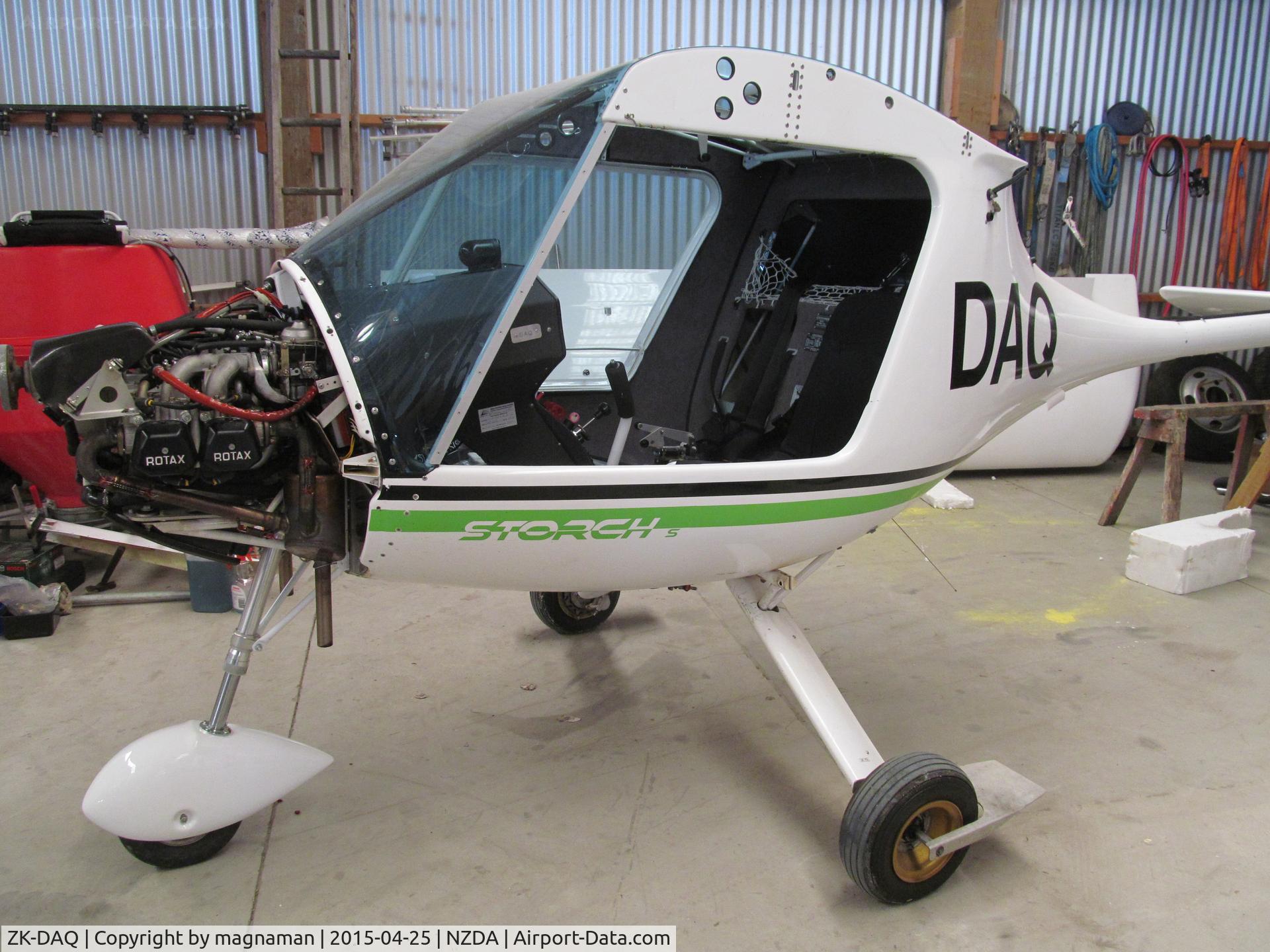 ZK-DAQ, Fly Synthesis Storch S C/N FIBC4980D2DD, Undergoing a check in hangar at Dargaville.