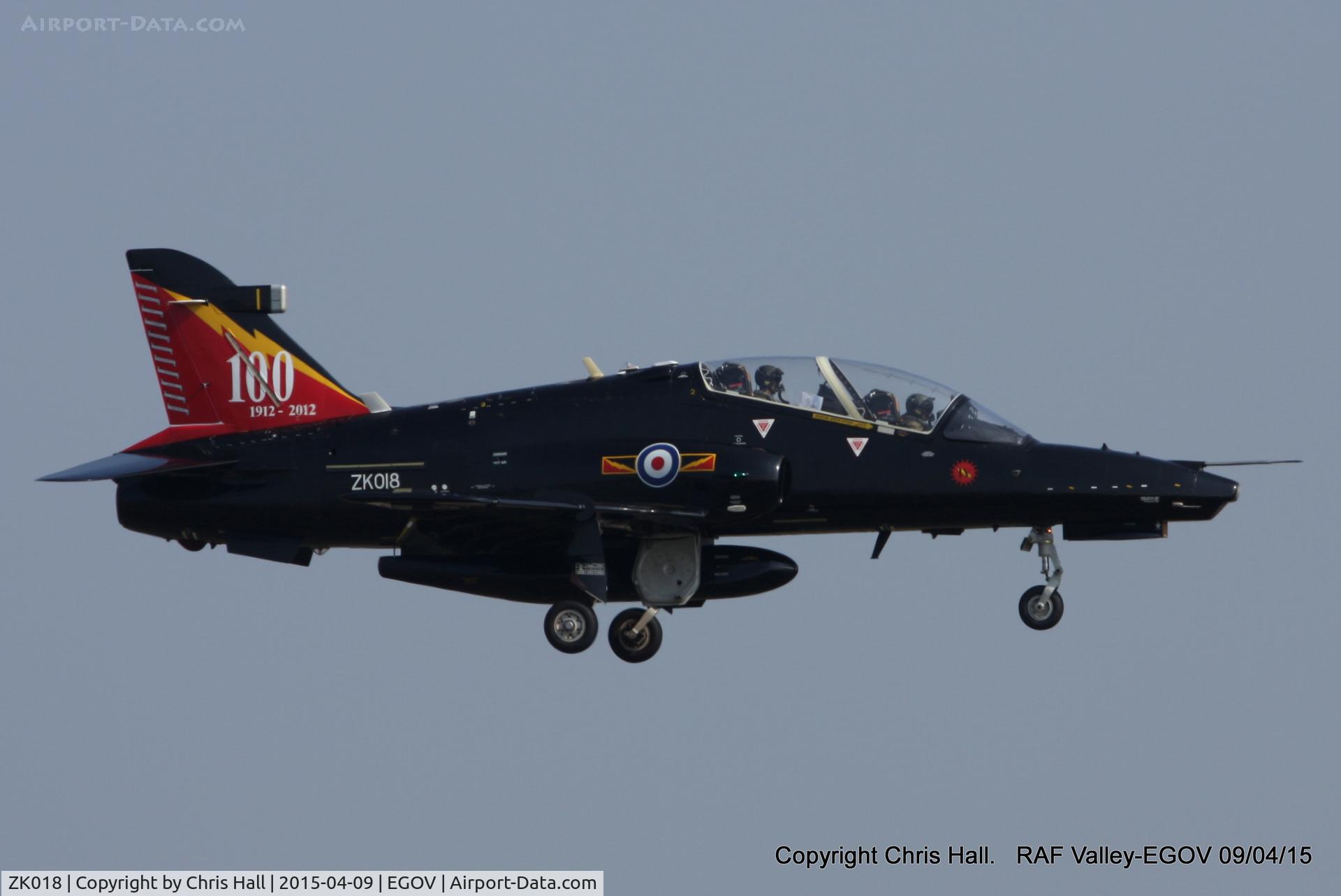 ZK018, 2008 British Aerospace Hawk T2 C/N RT009/1247, RAF IV Sqn with 100 Years Special Tail scheme