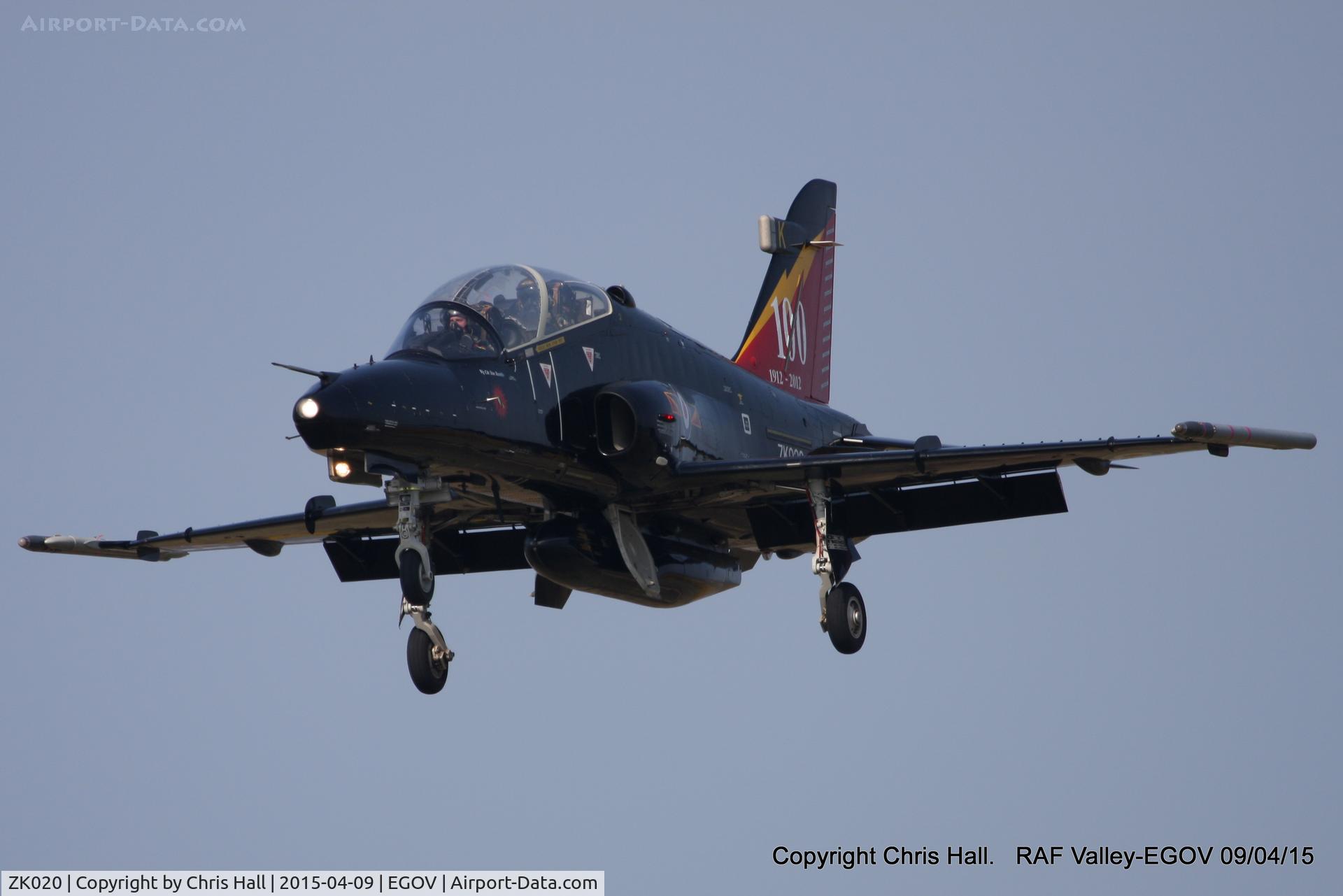 ZK020, 2009 British Aerospace Hawk T2 C/N RT011/1249, RAF IV Sqn with 100 Years Special Tail scheme
