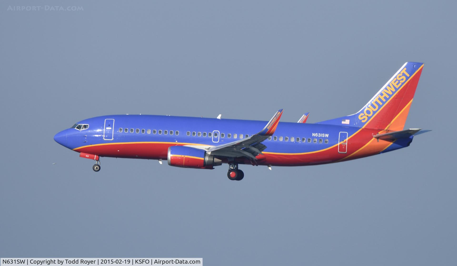 N631SW, 1996 Boeing 737-3H4 C/N 27706, Landing at SFO