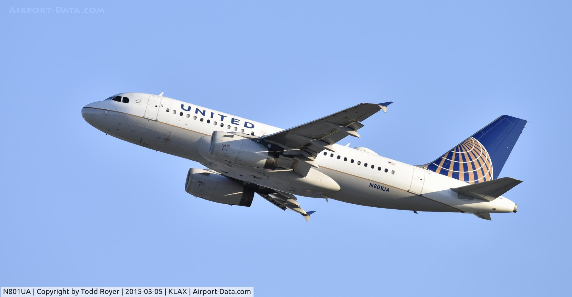 N801UA, 1997 Airbus A319-131 C/N 686, Departing LAX on 25R