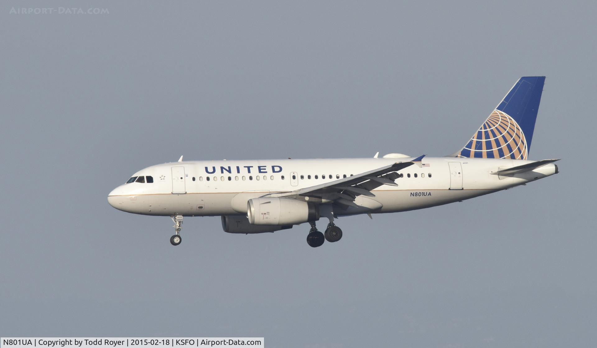 N801UA, 1997 Airbus A319-131 C/N 686, Landing at SFO